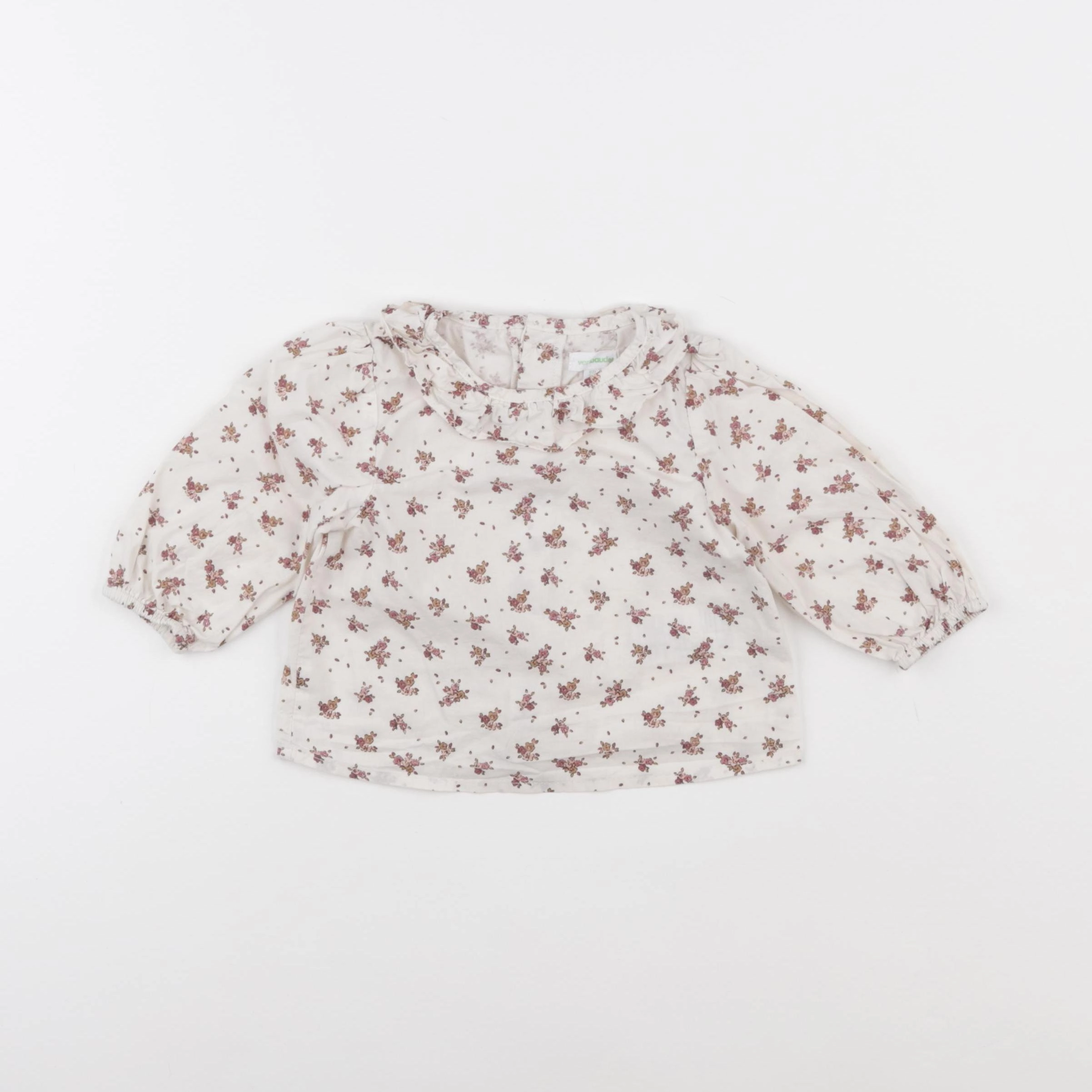 Vertbaudet - blouse beige, rose - 6 mois