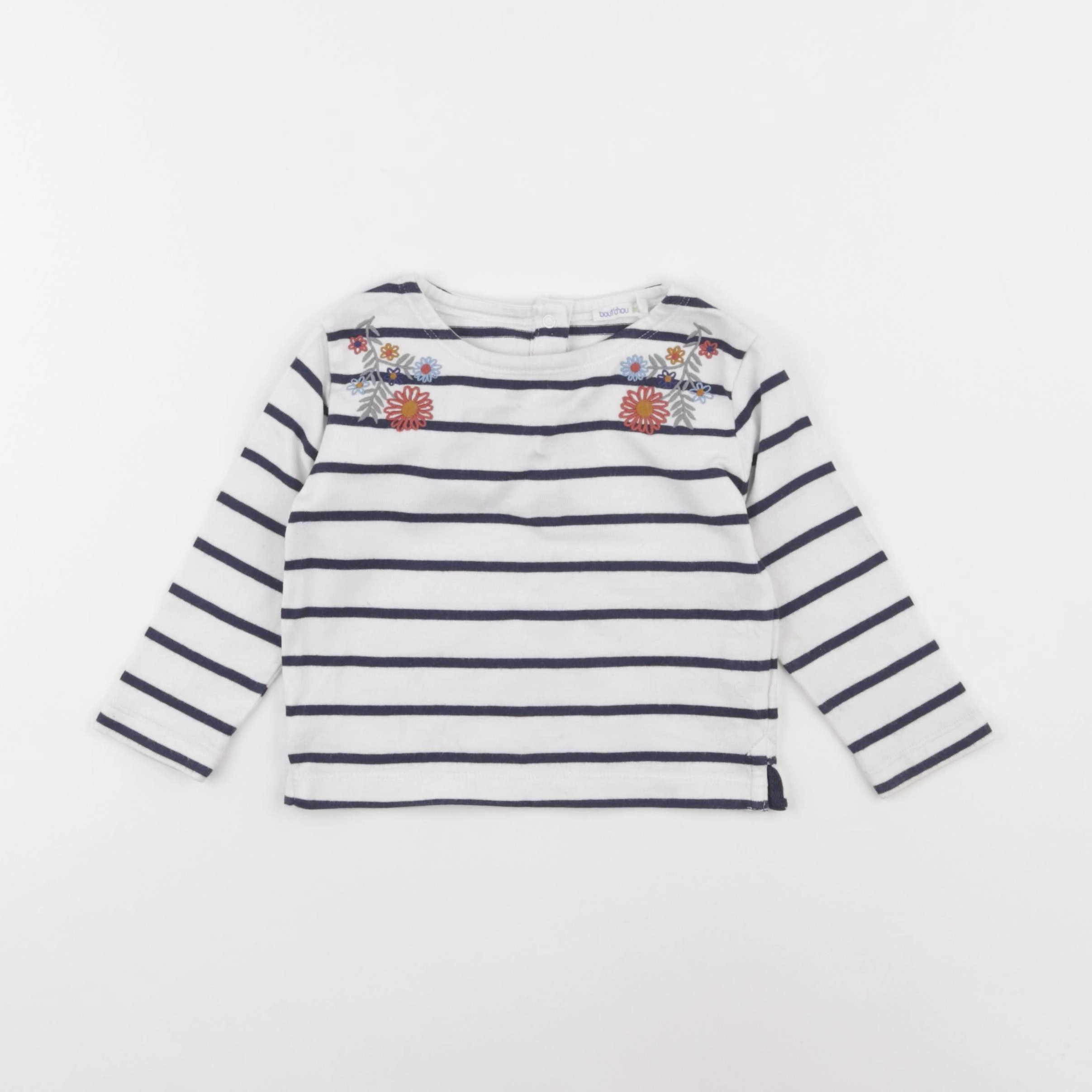 Boutchou - tee-shirt blanc, bleu - 12 mois