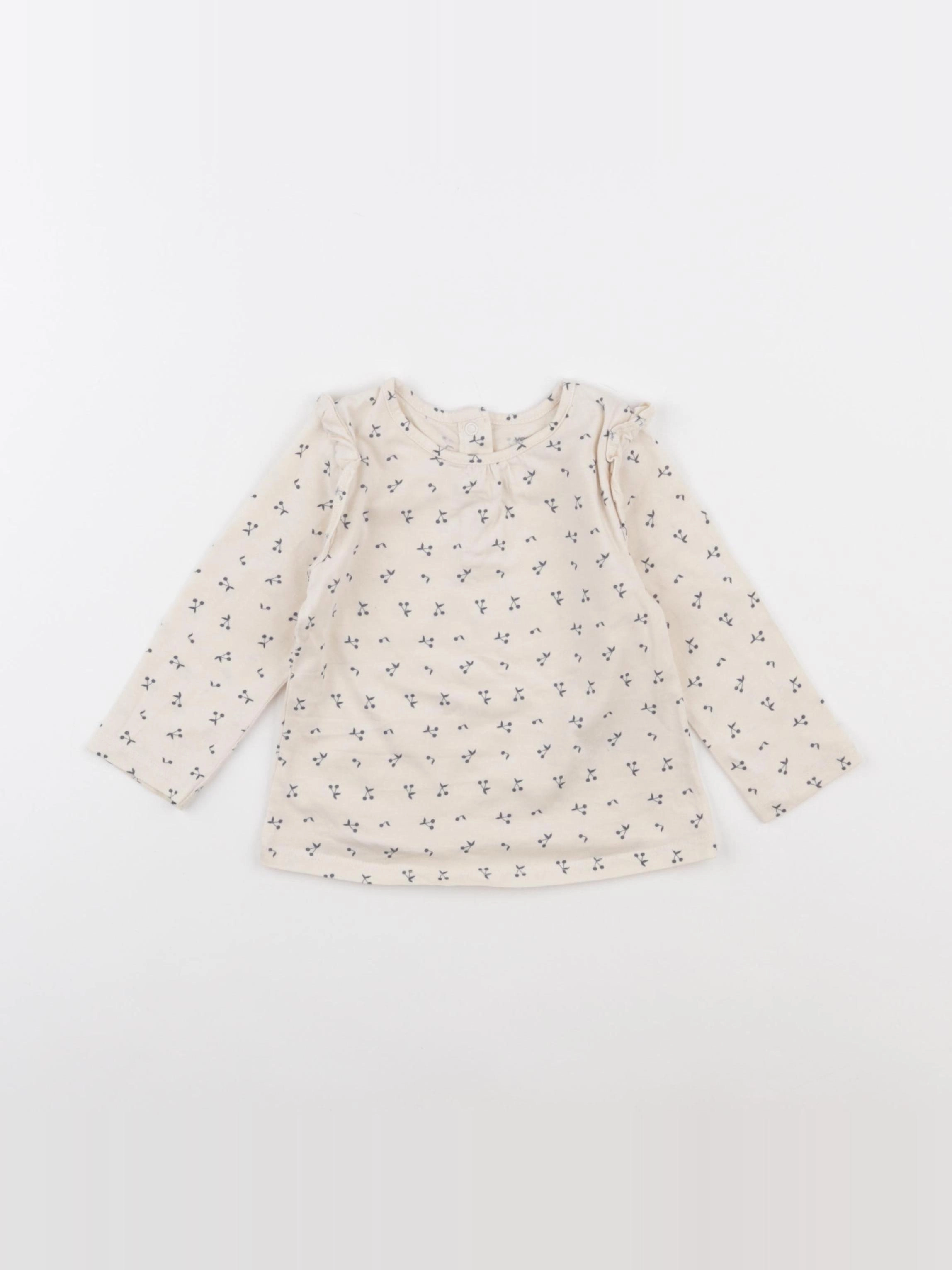 Vertbaudet - tee-shirt beige, bleu - 12 mois