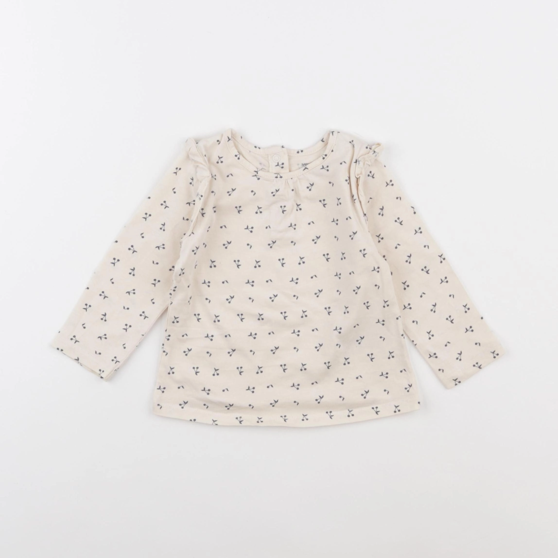 Vertbaudet - tee-shirt beige, bleu - 12 mois