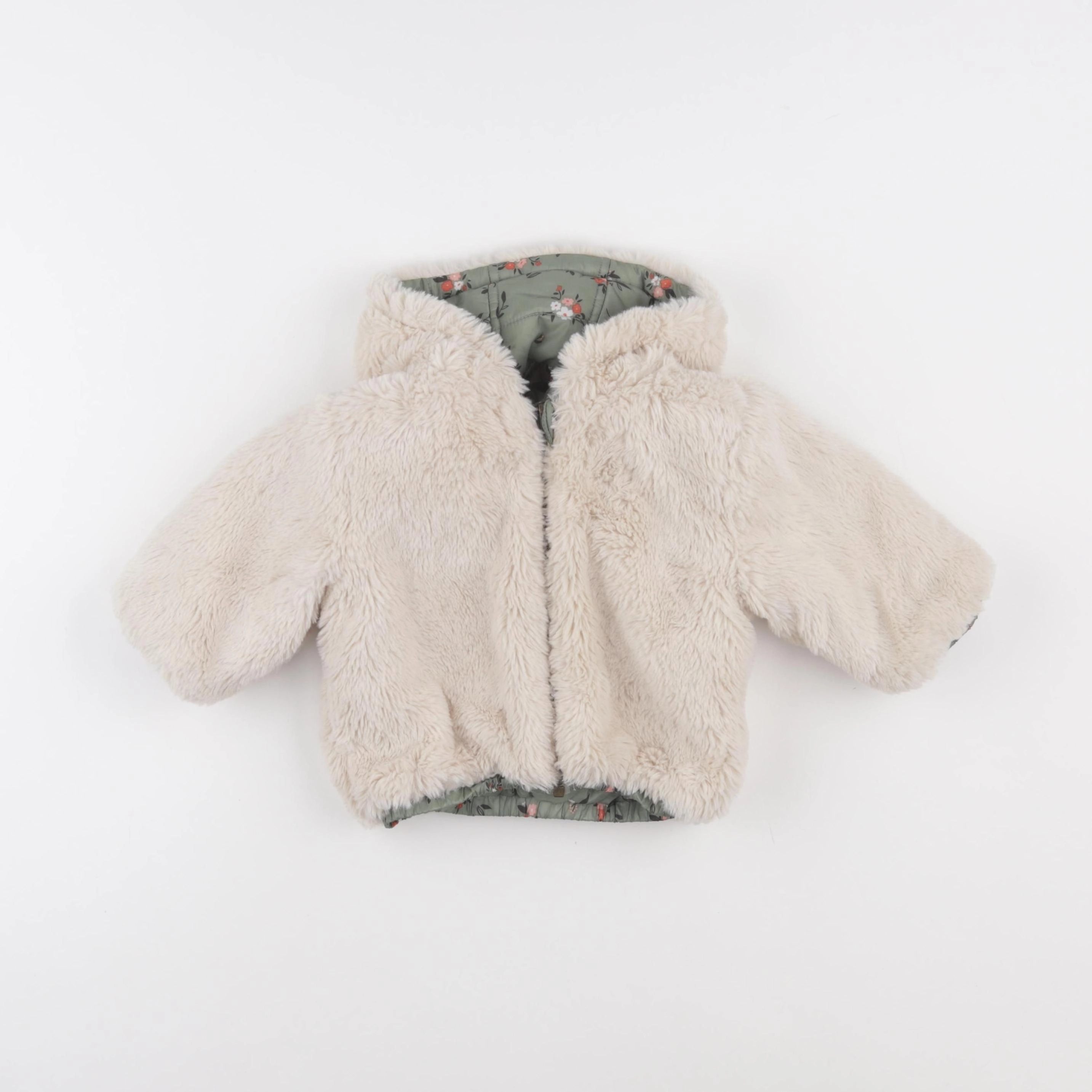 Tape à l'oeil - doudoune réversible vert, beige - 9 mois
