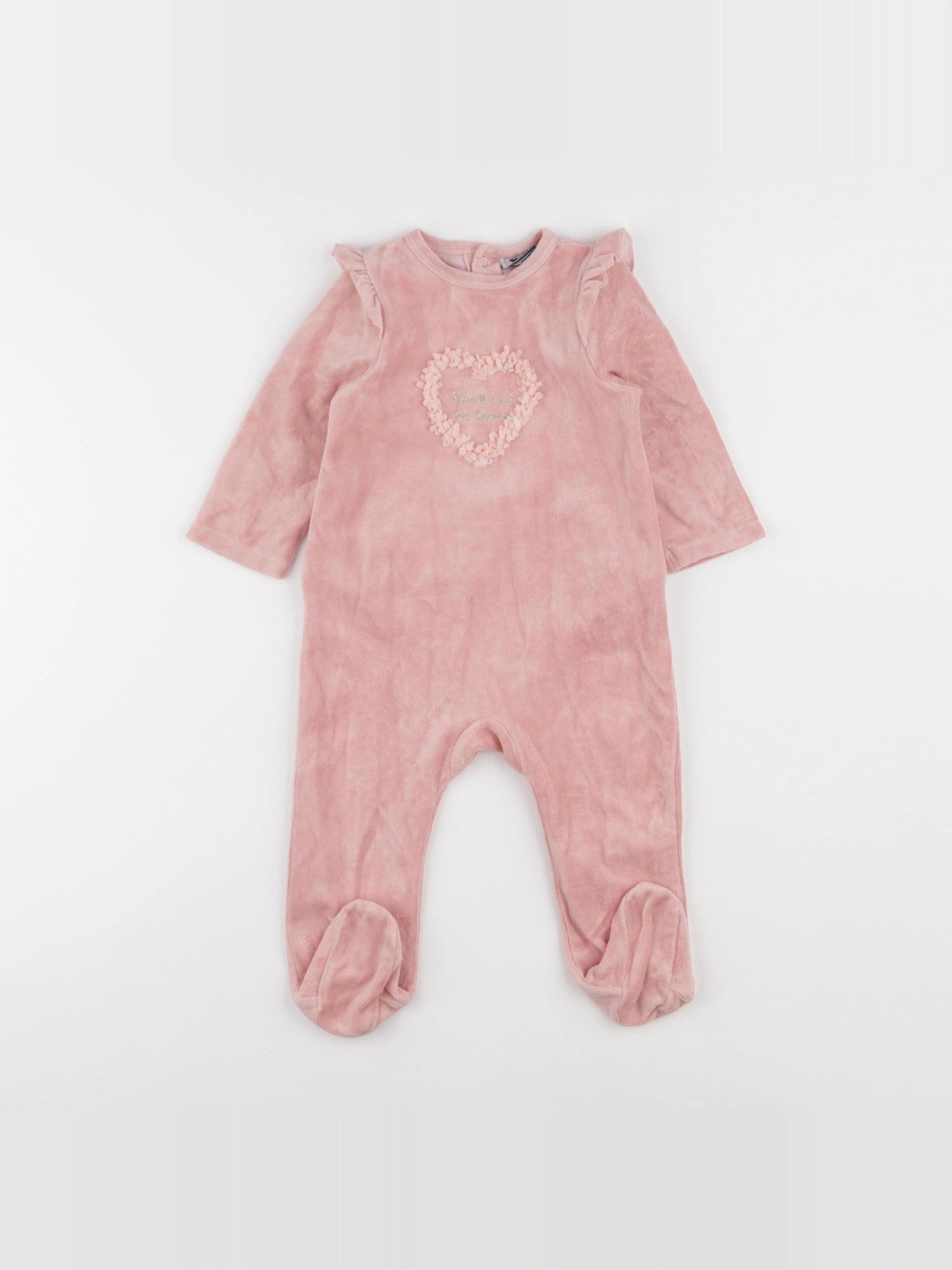 Tape à l'oeil - pyjama velours rose - 12 mois