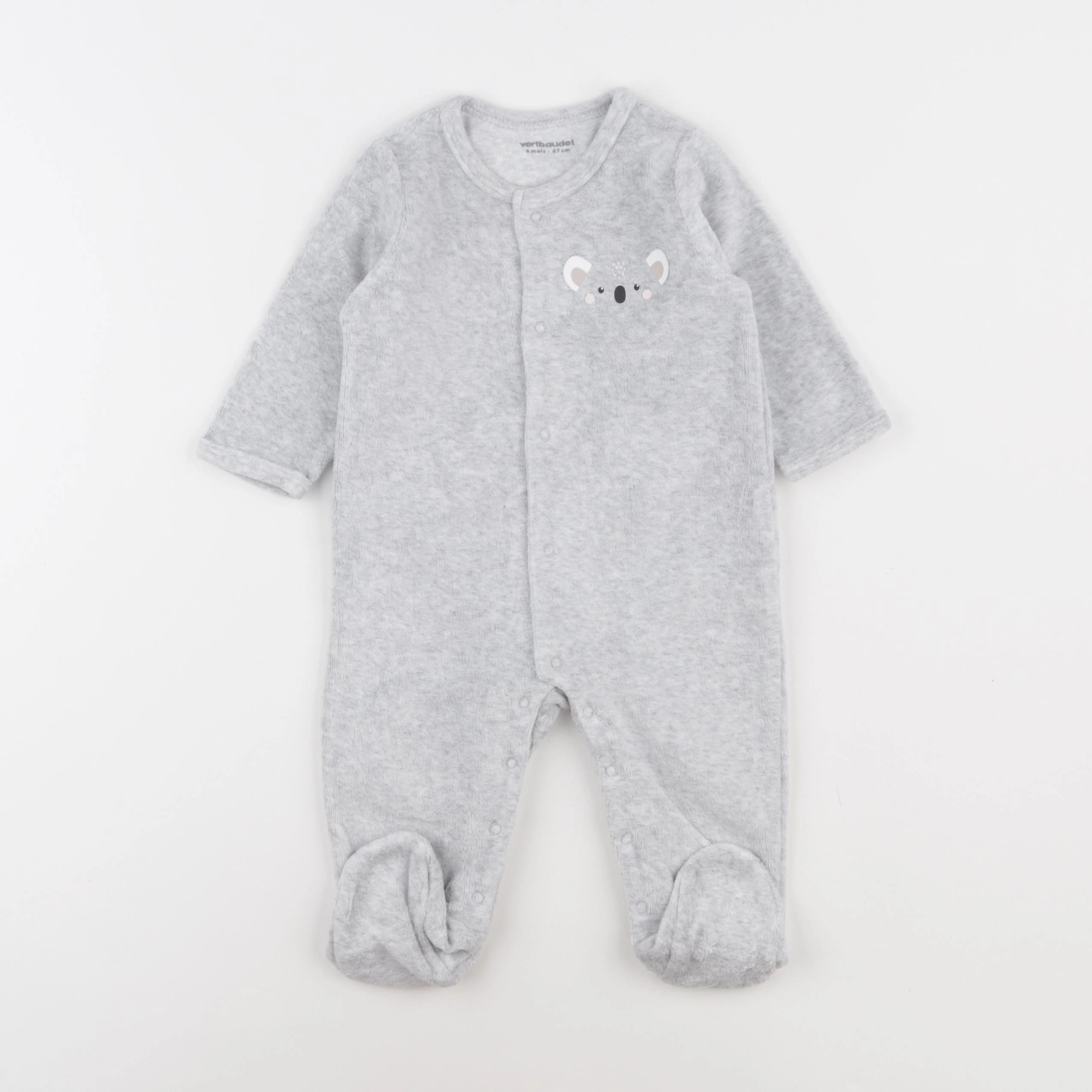 Vertbaudet - pyjama velours gris - 6 mois