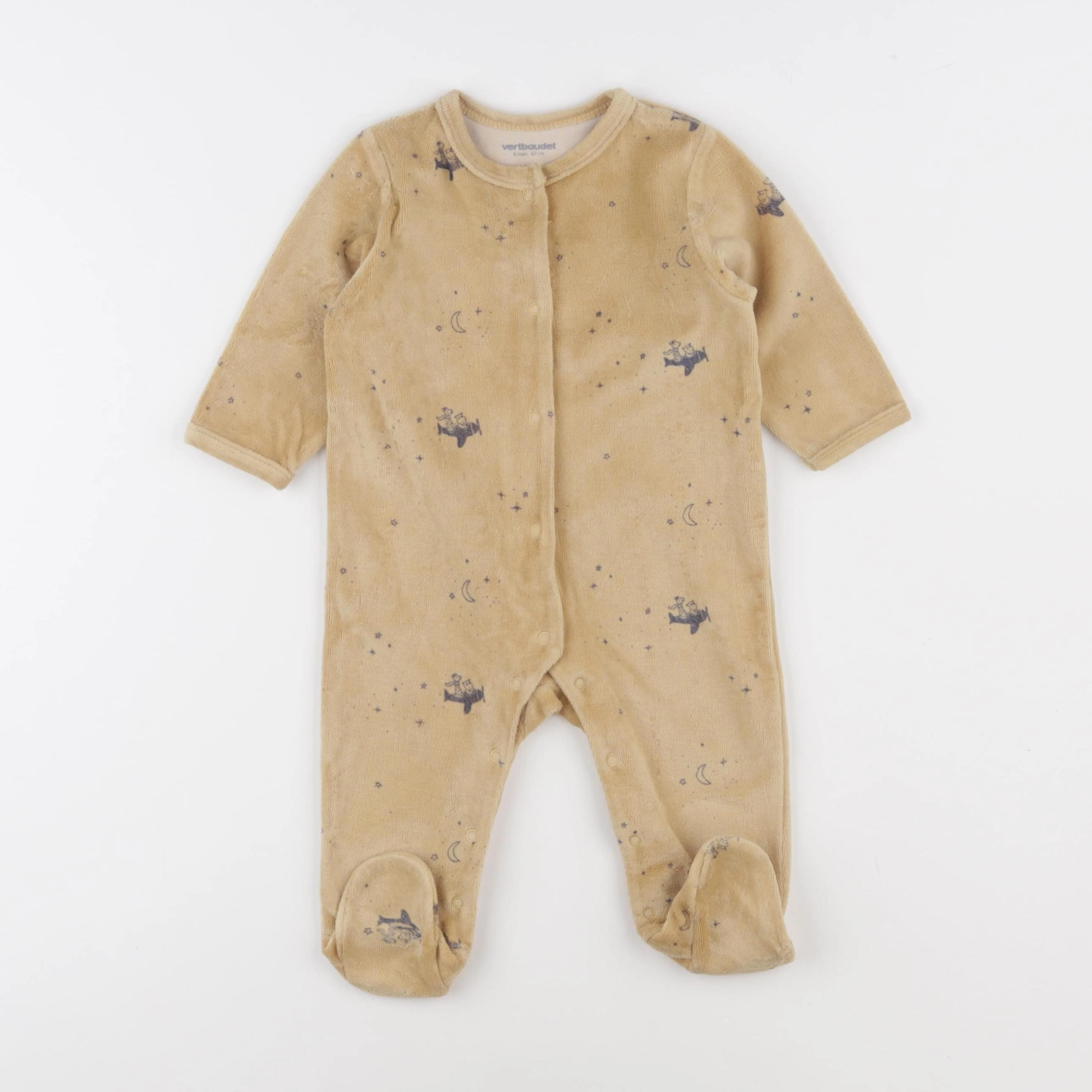 Vertbaudet - pyjama velours jaune - 6 mois