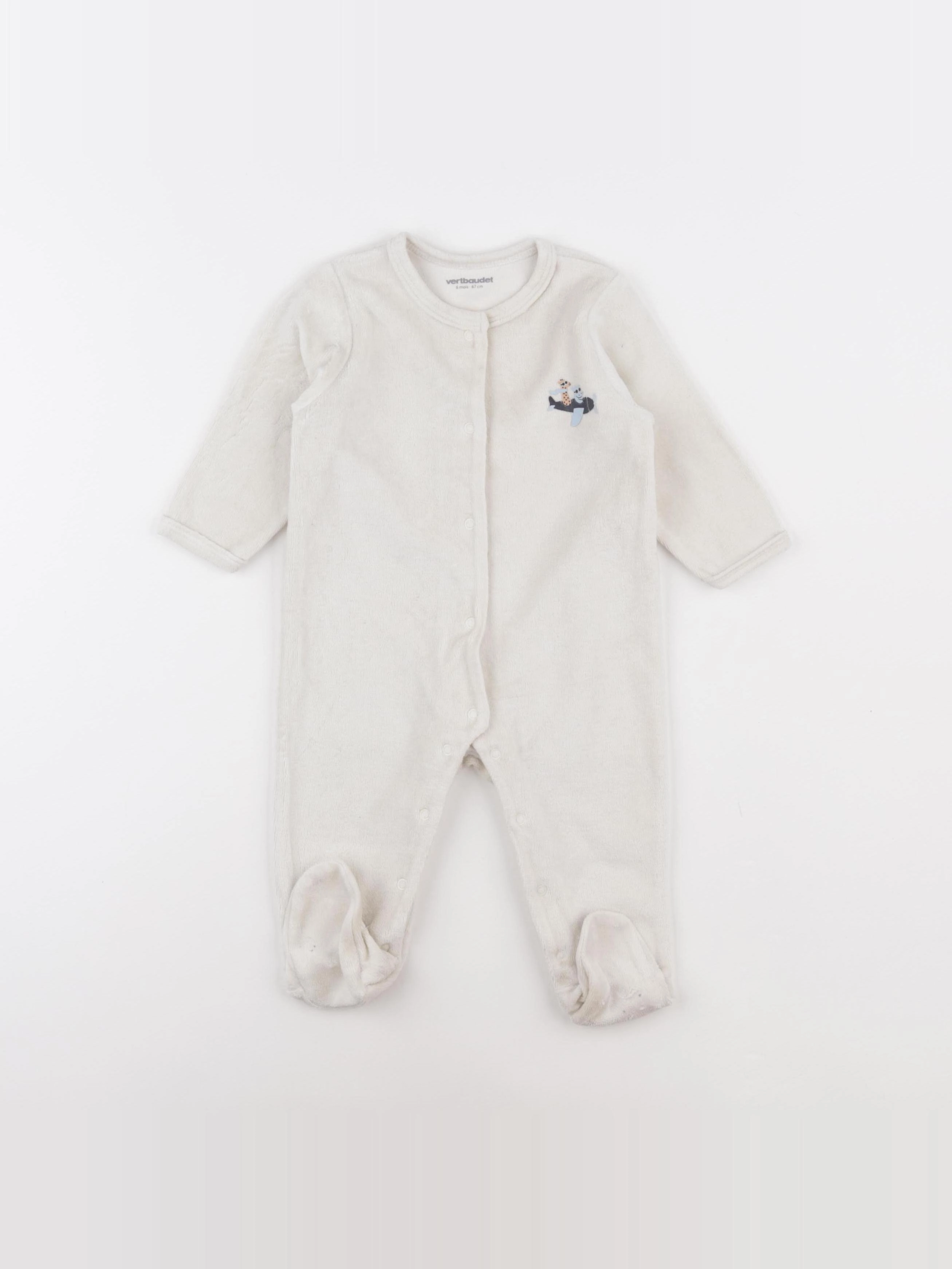 Vertbaudet - pyjama velours beige - 6 mois