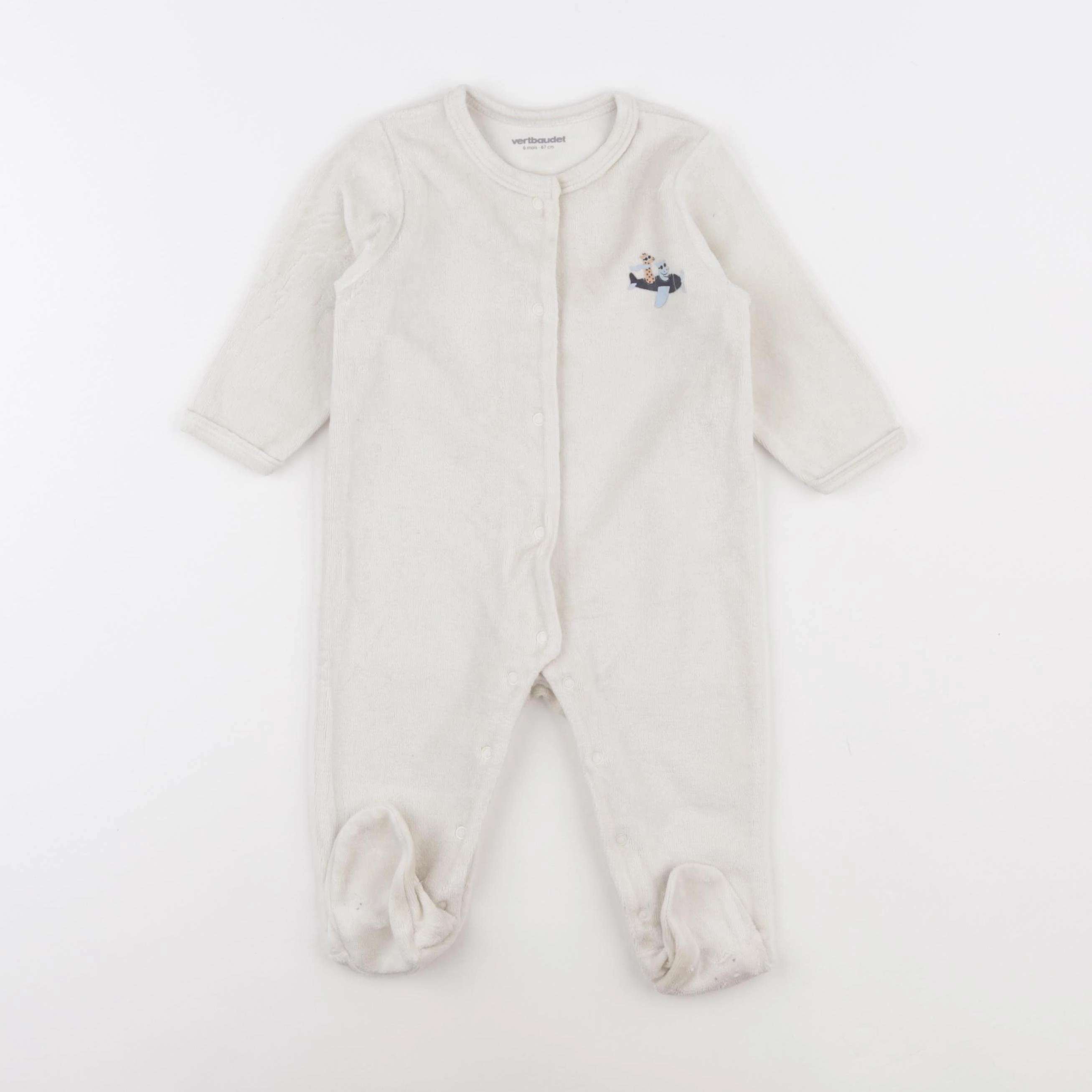 Vertbaudet - pyjama velours beige - 6 mois