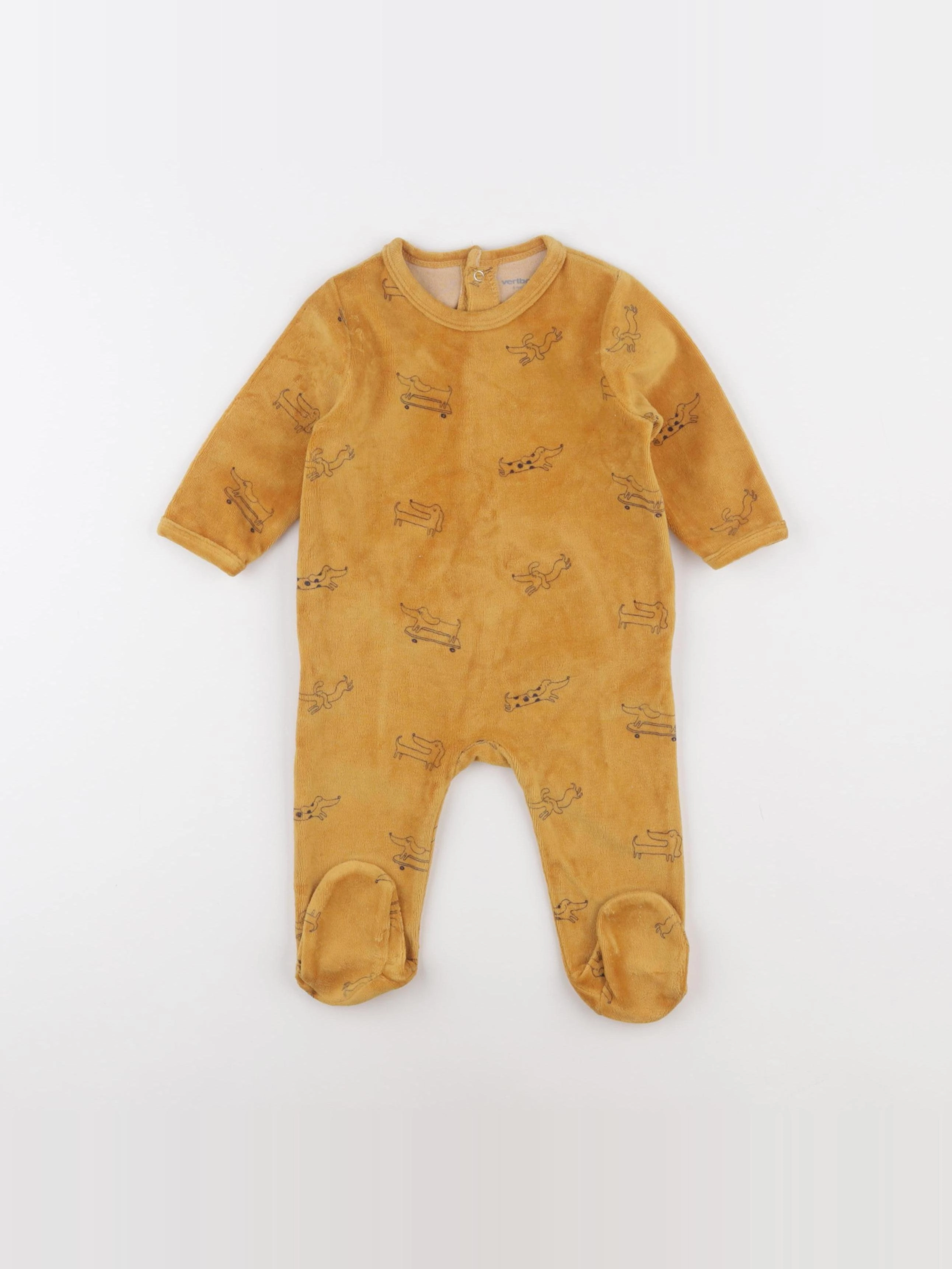 Vertbaudet - pyjama velours jaune - 6 mois