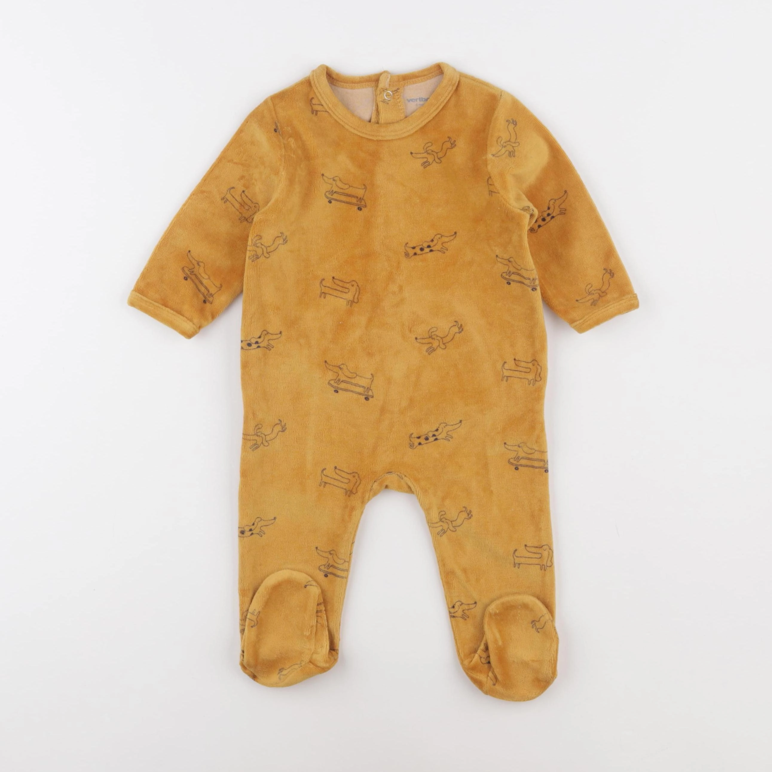 Vertbaudet - pyjama velours jaune - 6 mois