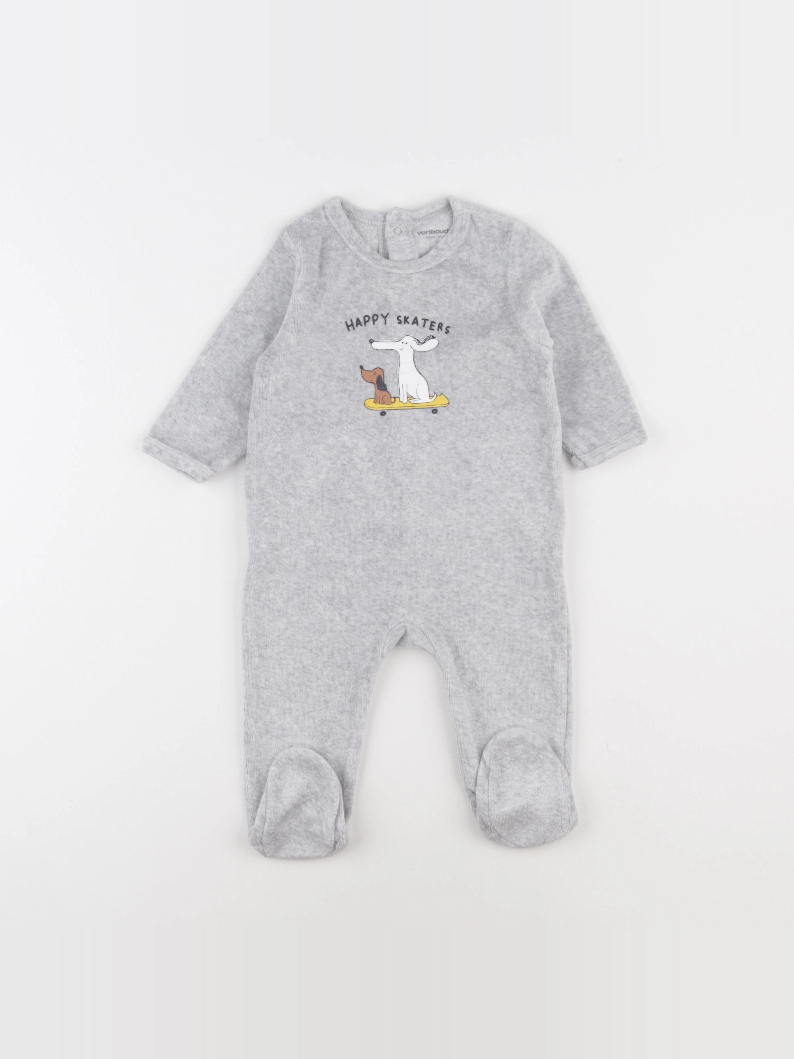 Vertbaudet - pyjama velours gris - 6 mois