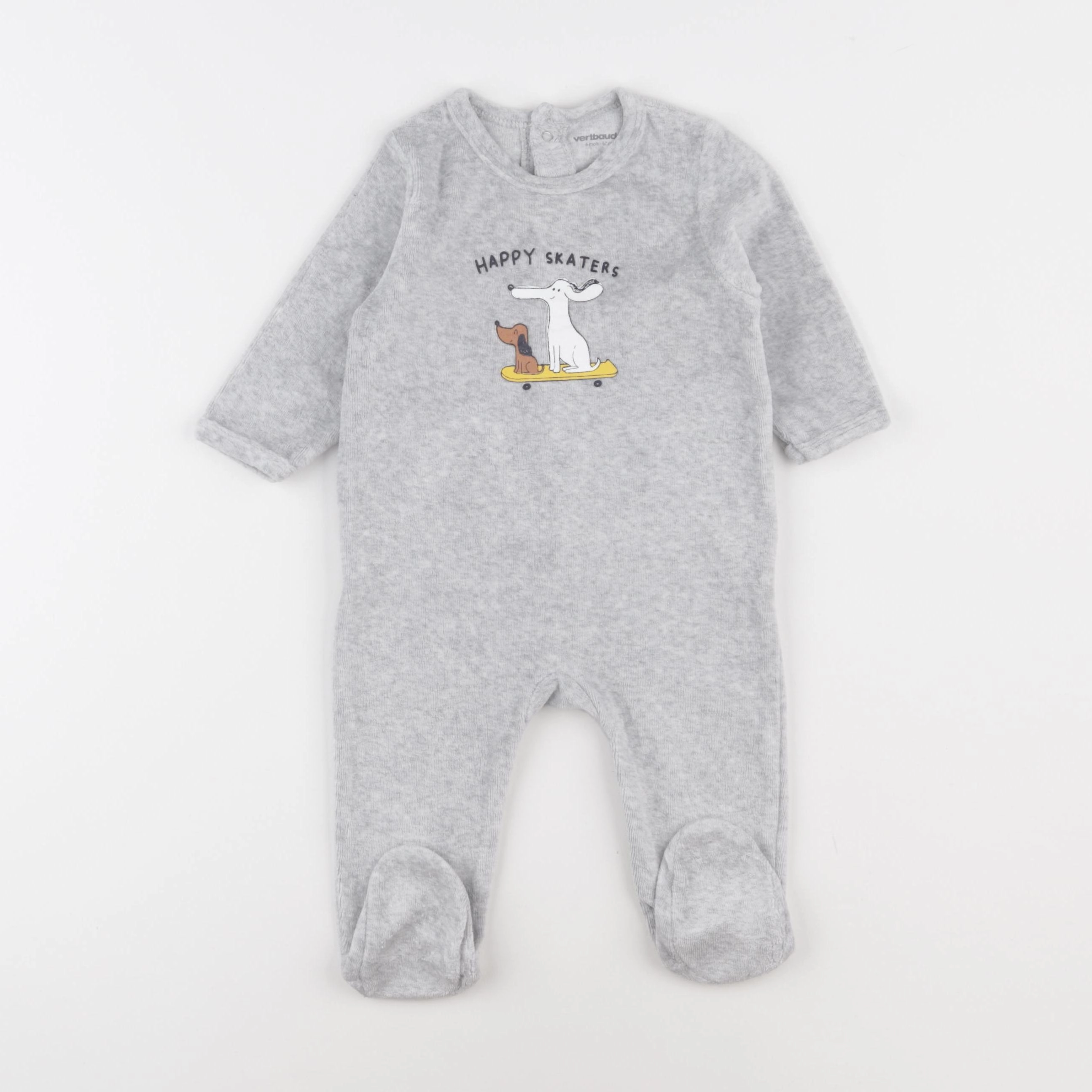 Vertbaudet - pyjama velours gris - 6 mois