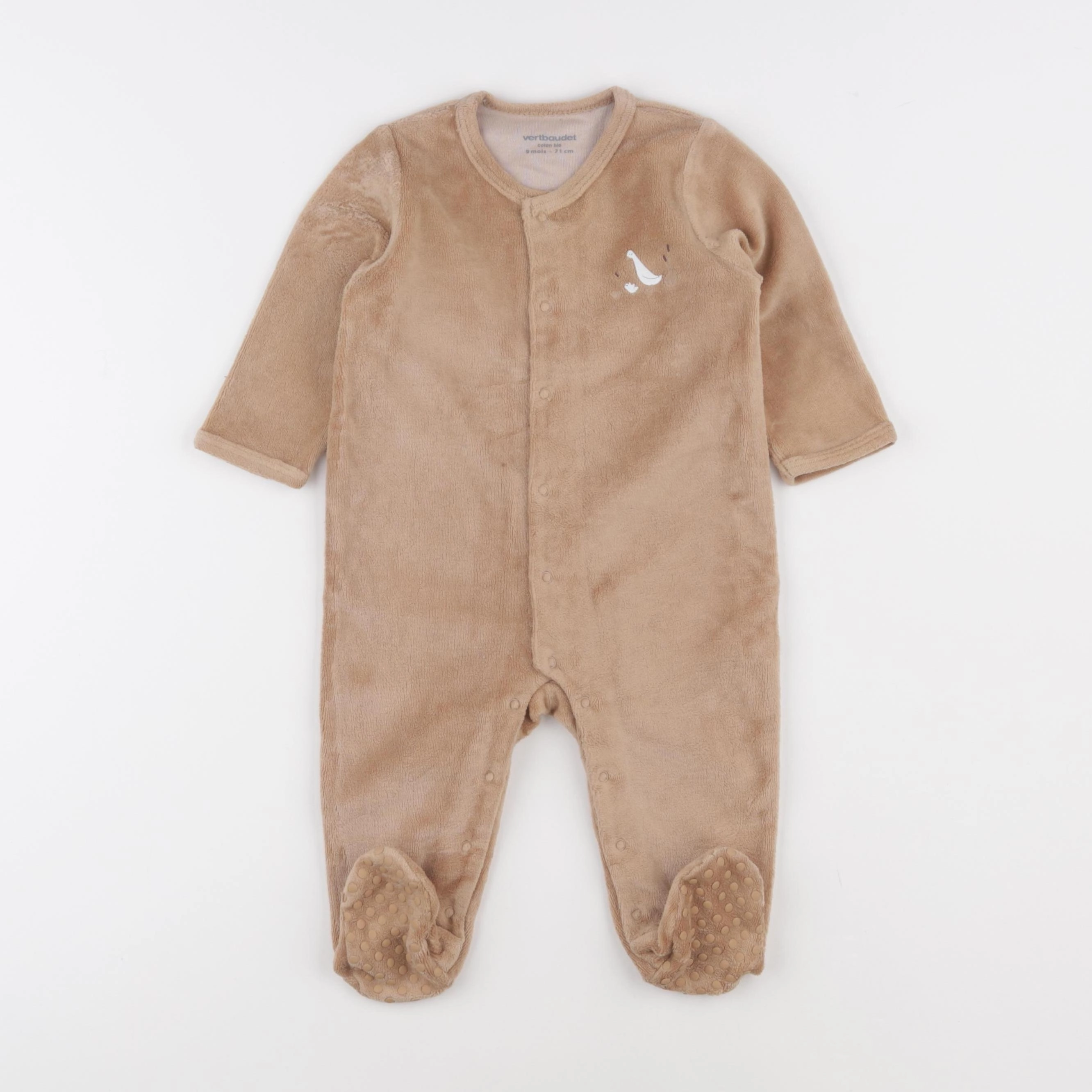 Vertbaudet - pyjama velours marron - 9 mois