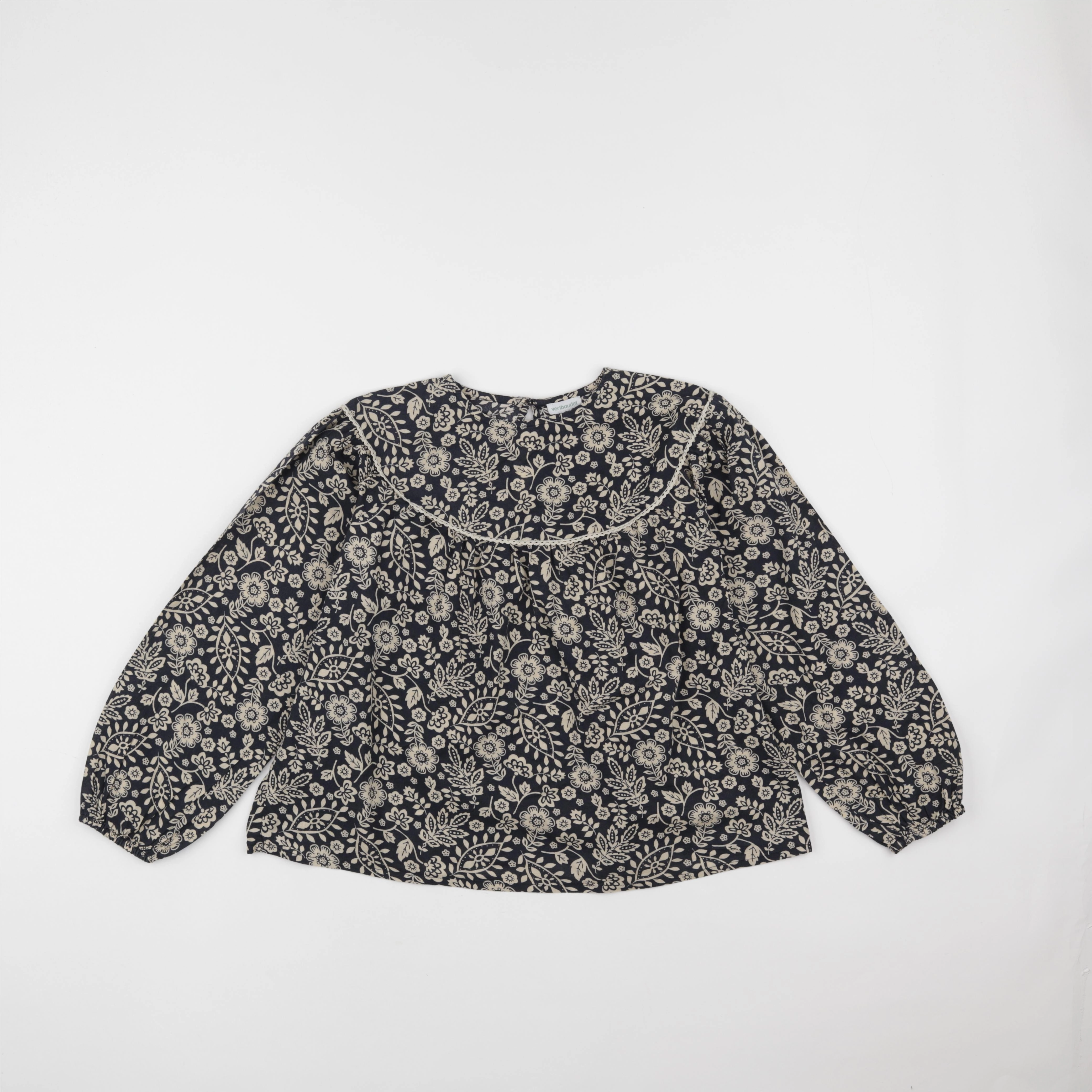Vertbaudet - blouse beige, noir - 10 ans