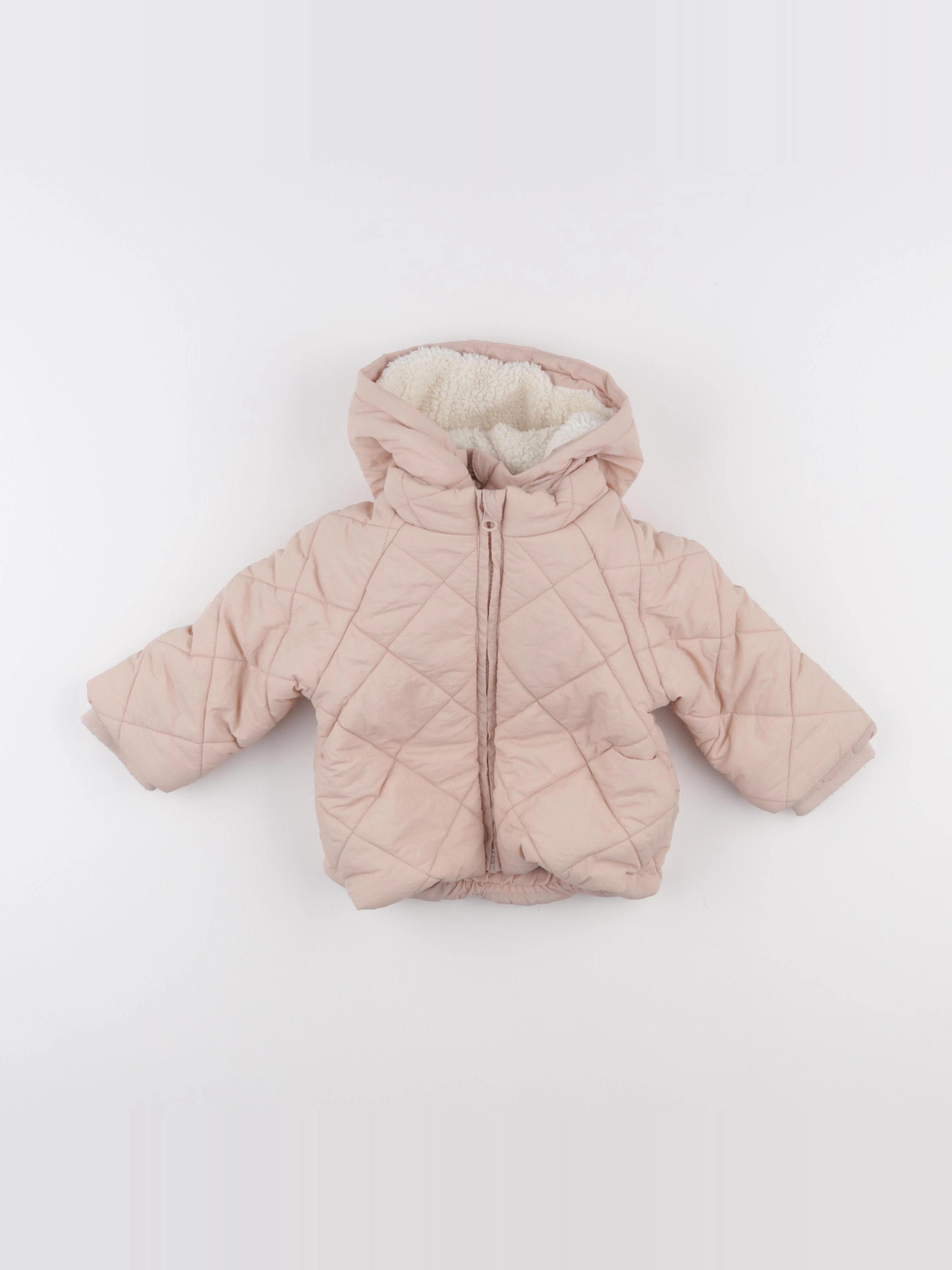 Vertbaudet - doudoune avec capuche amovible rose - 12 mois