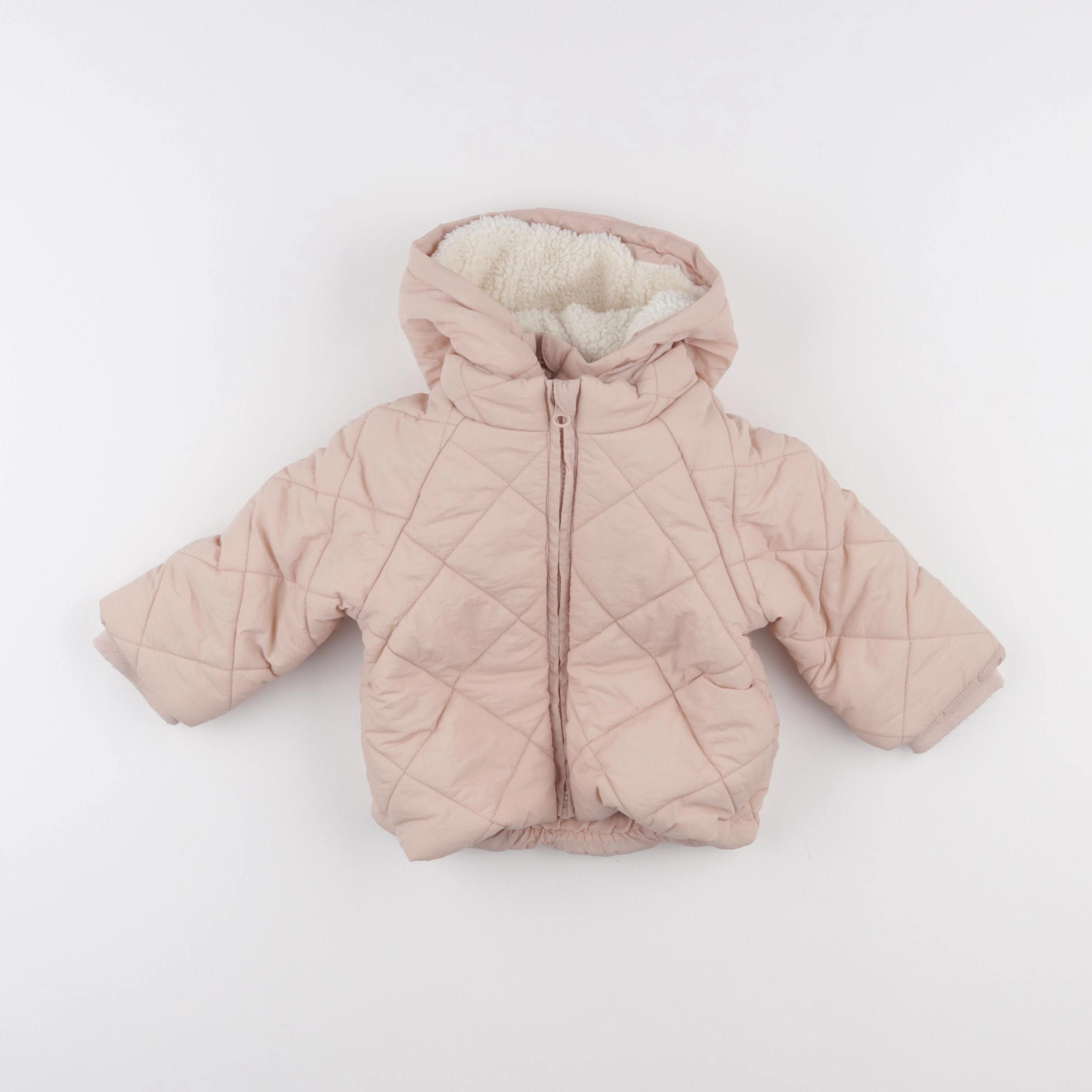 Vertbaudet - doudoune avec capuche amovible rose - 12 mois