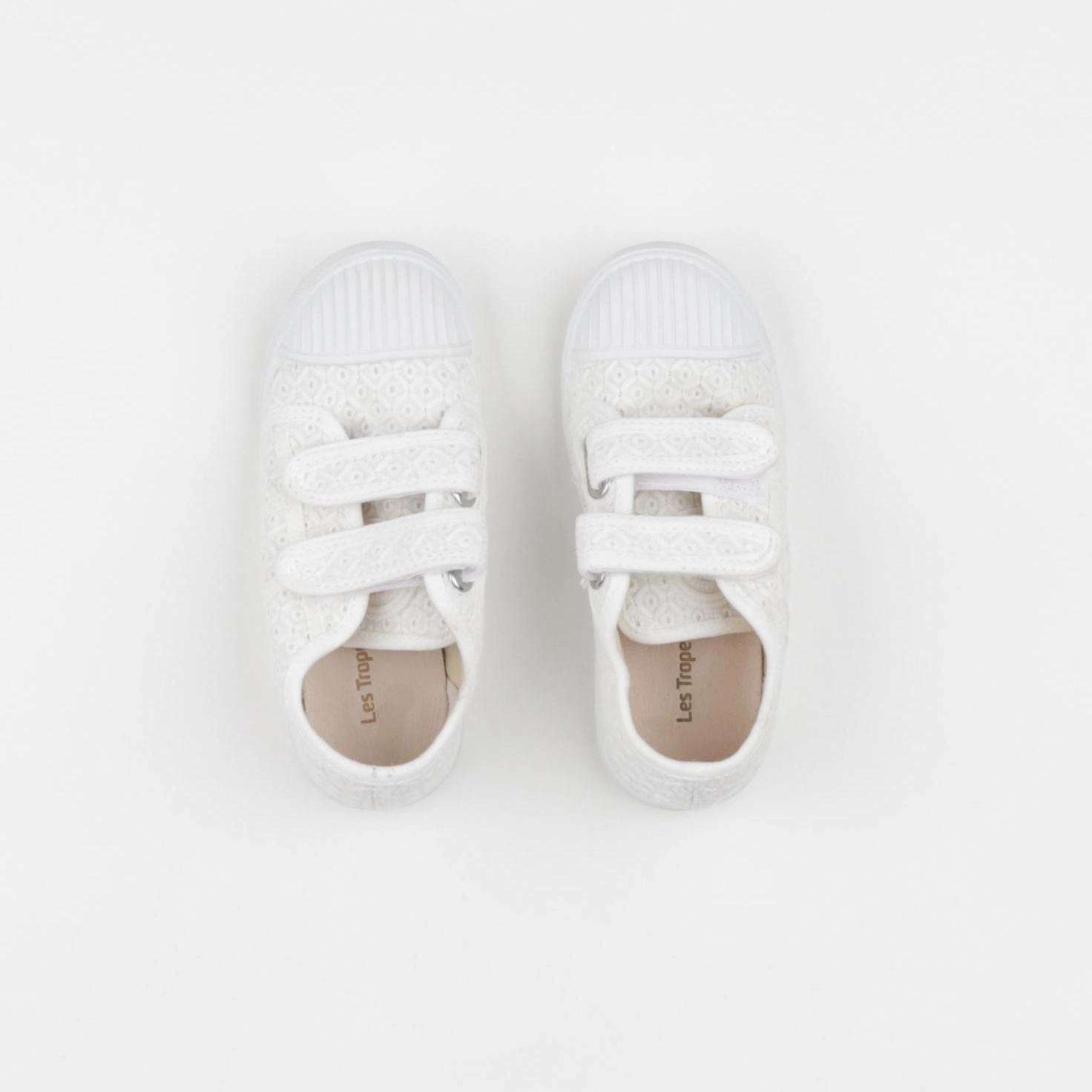 Les Tropéziennes - tennis à scratch/ lacets blanc - pointure 28