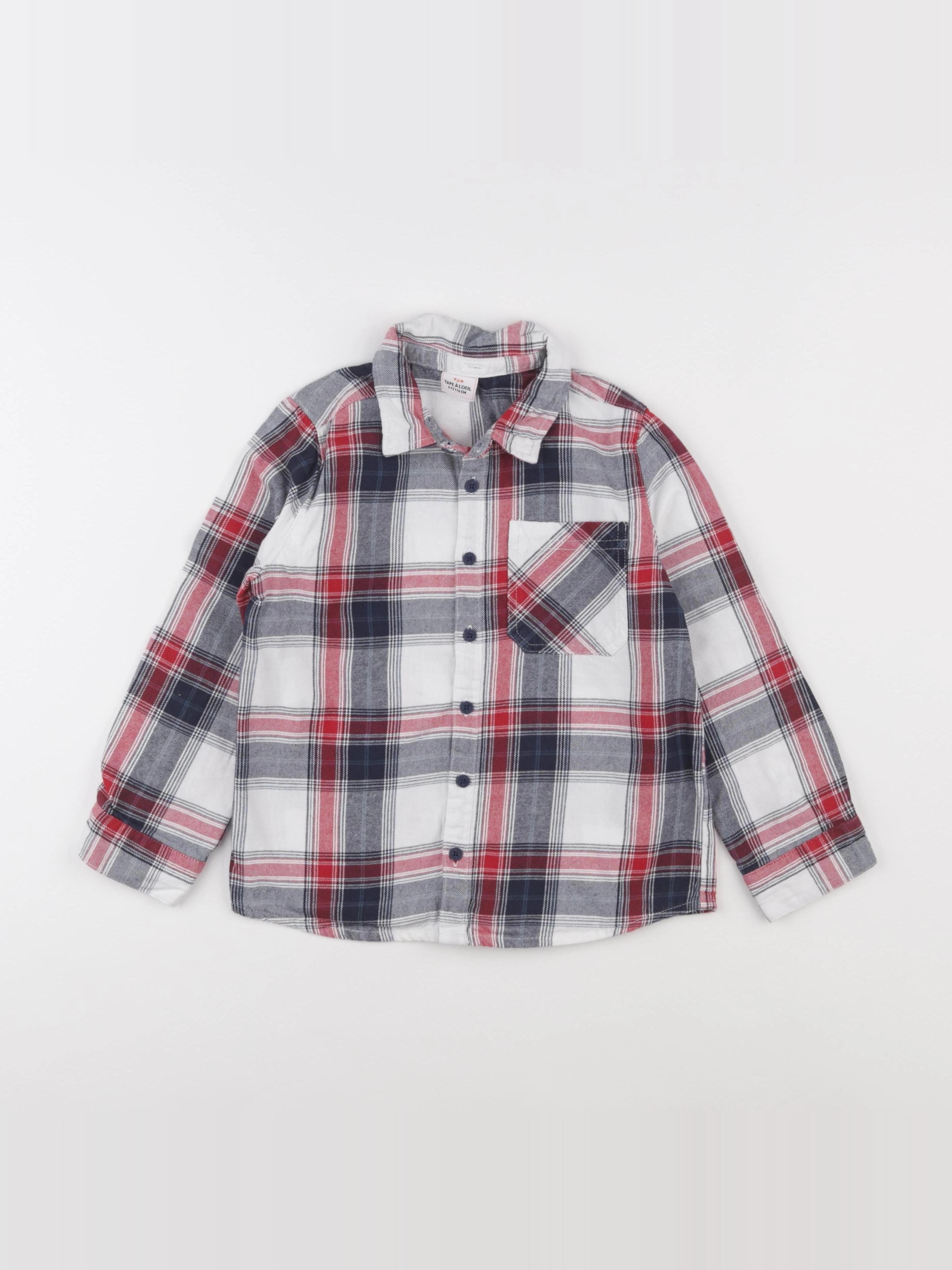 Tape à l'oeil - chemise blanc, bleu, rouge - 6 ans