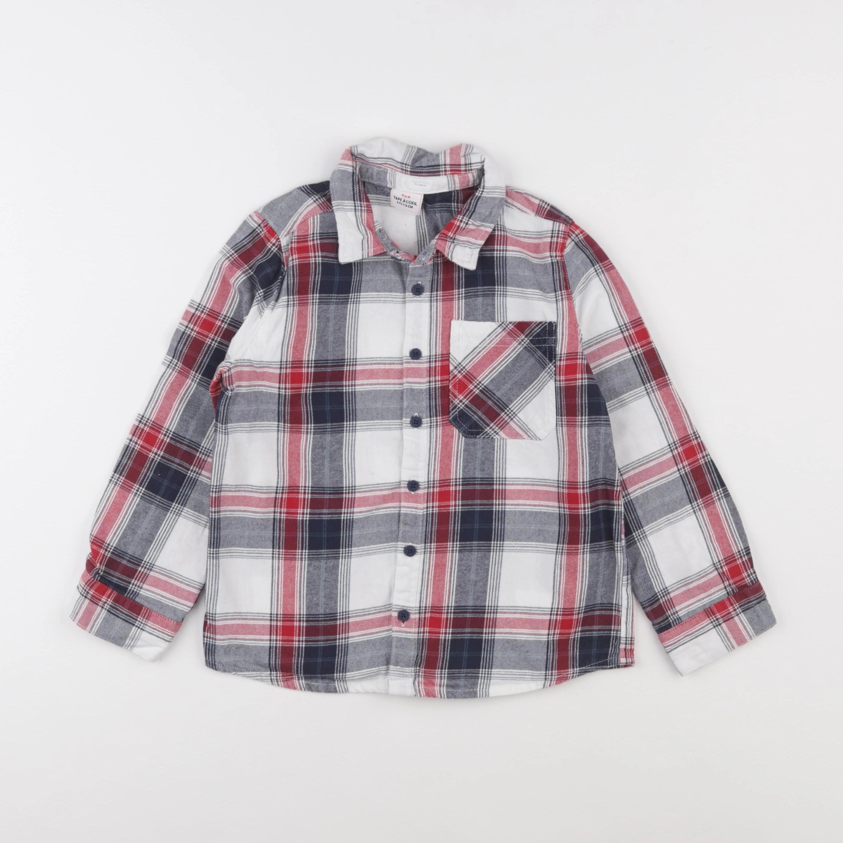 Tape à l'oeil - chemise blanc, bleu, rouge - 6 ans