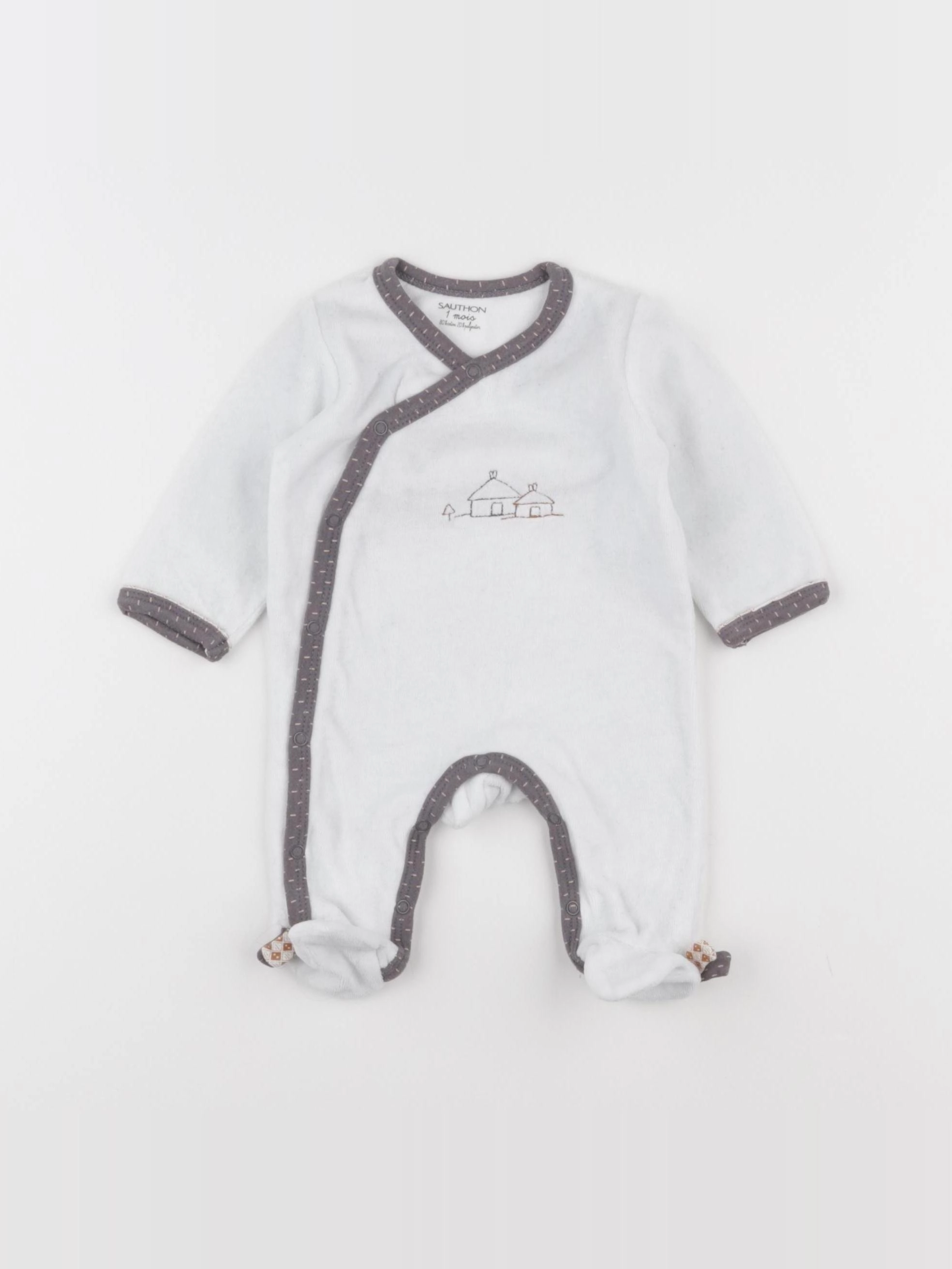 Sauthon - pyjama velours blanc - 1 mois
