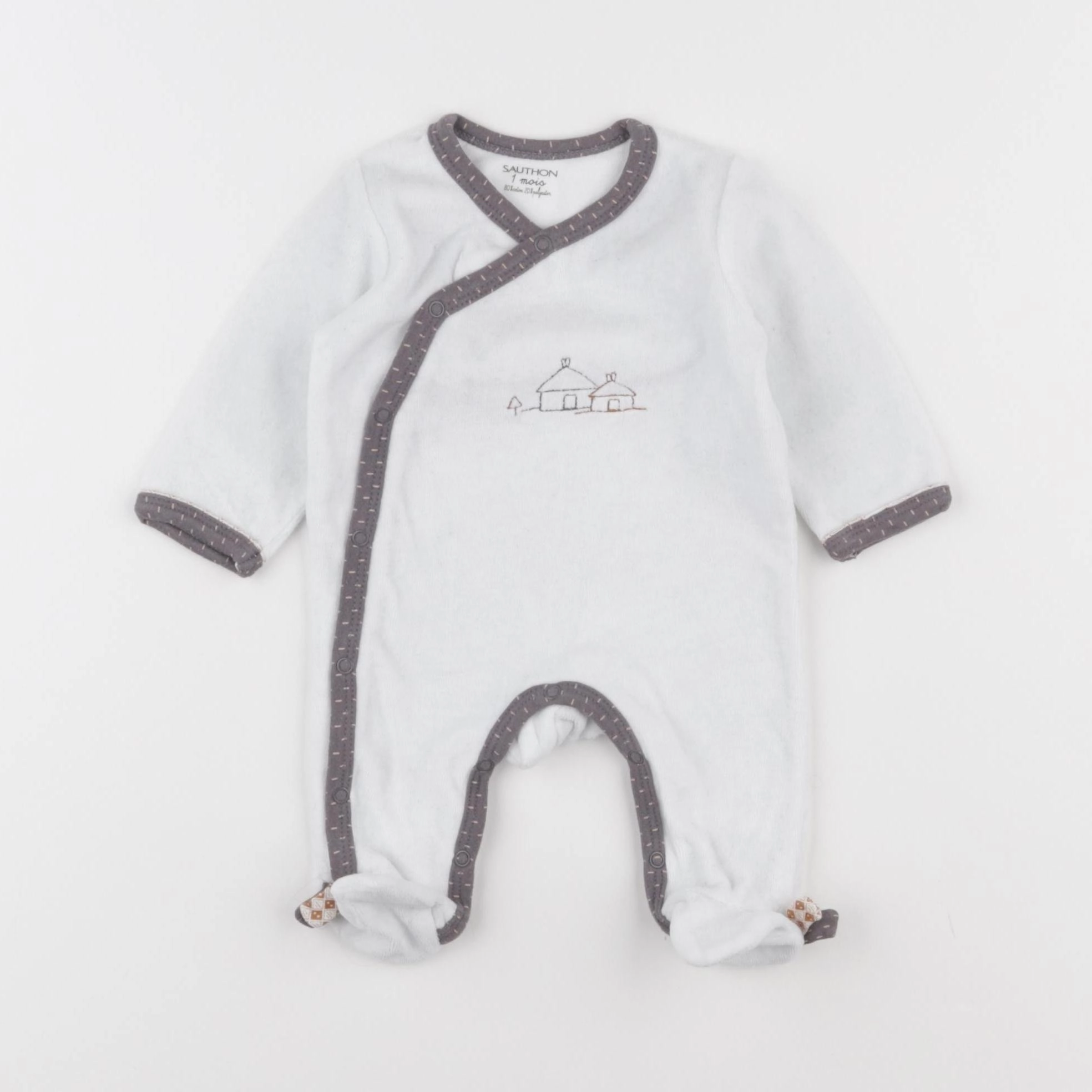 Sauthon - pyjama velours blanc - 1 mois