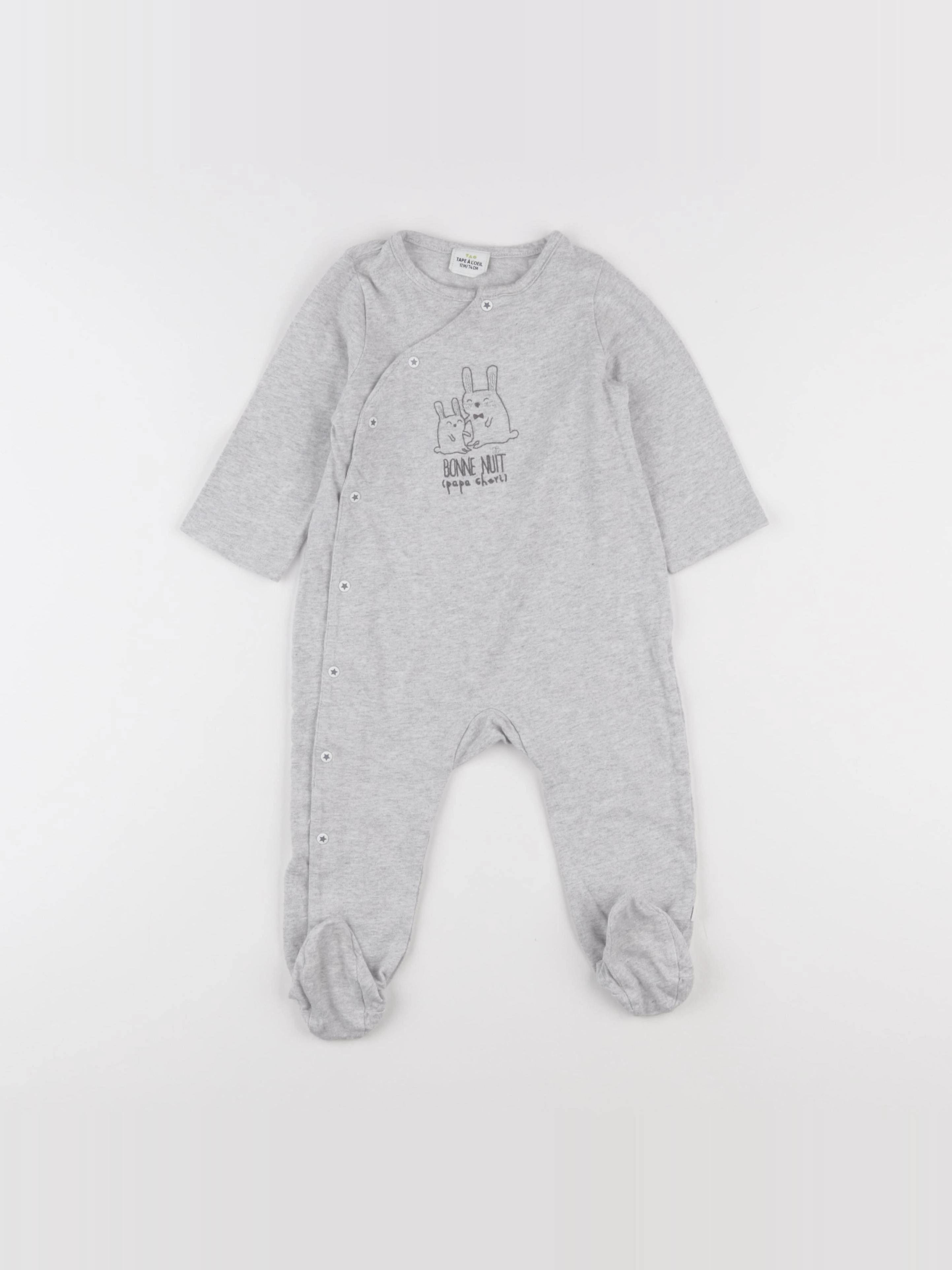 Tape à l'oeil - pyjama coton gris - 12 mois
