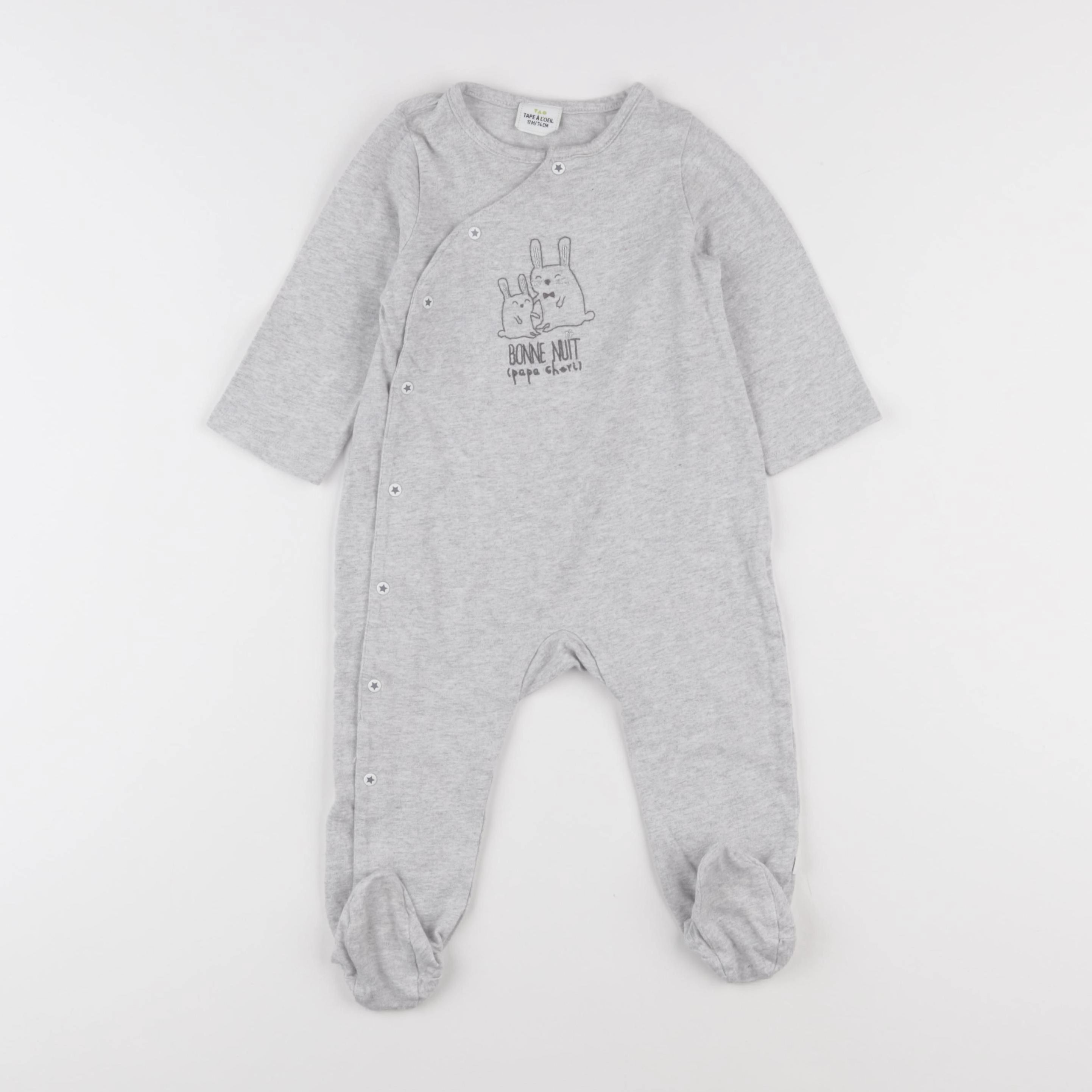 Tape à l'oeil - pyjama coton gris - 12 mois