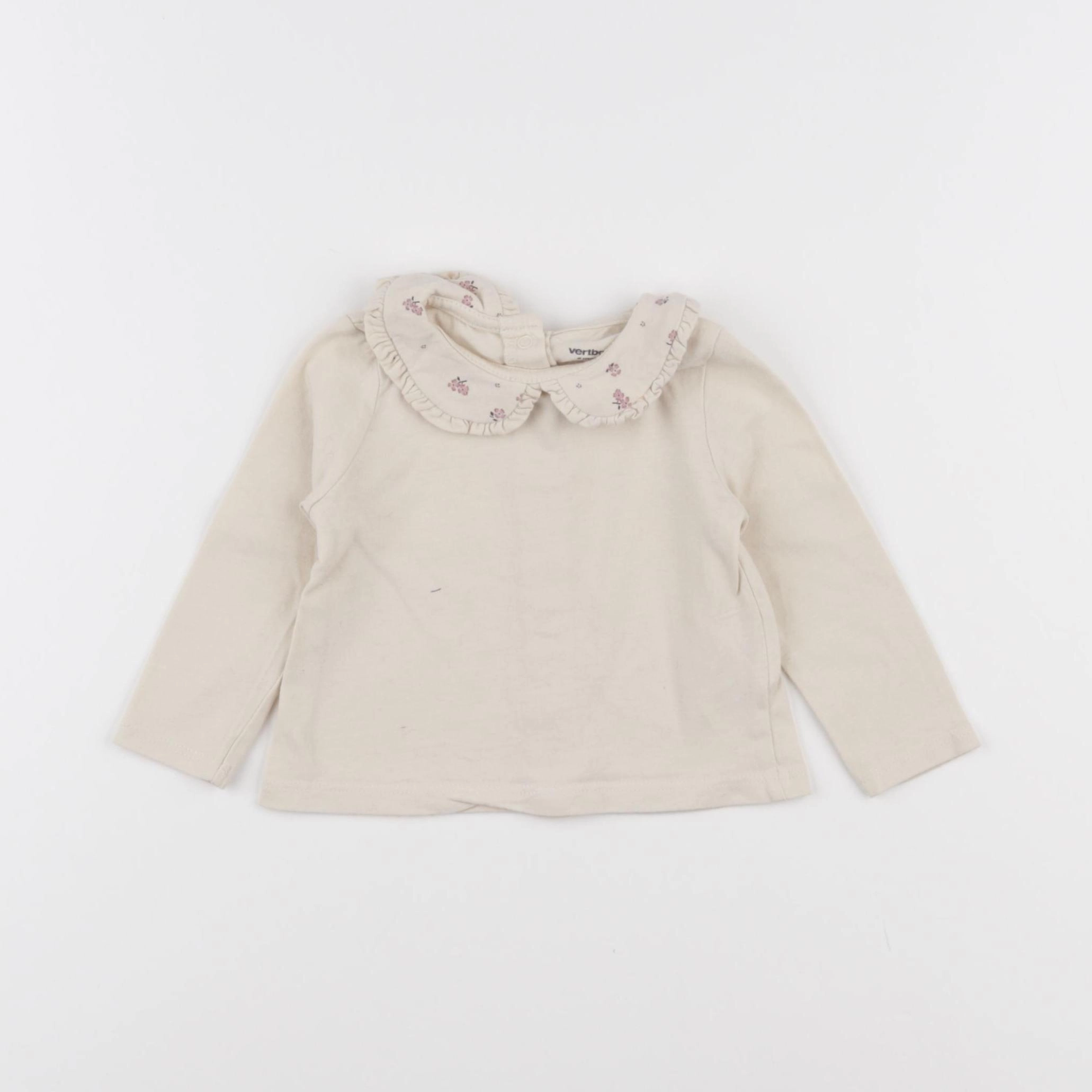 Vertbaudet - tee-shirt beige - 6 mois