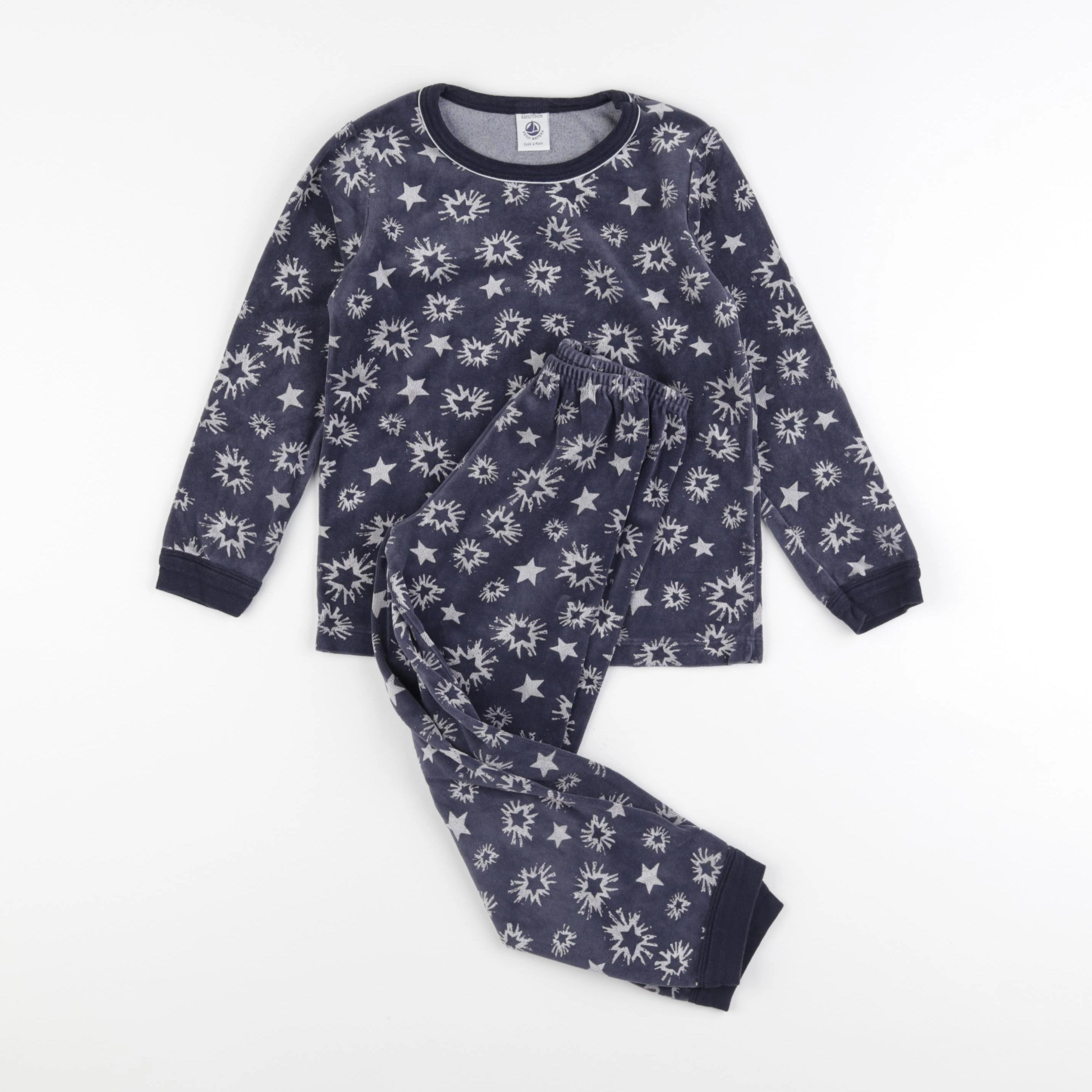 Petit Bateau - pyjama velours bleu - 6 ans