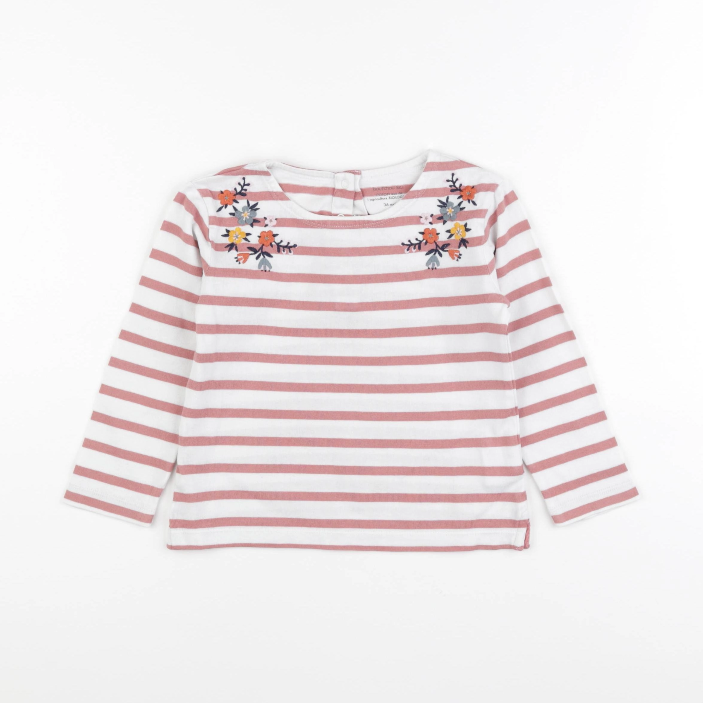 Boutchou - tee-shirt blanc, rose - 36 mois
