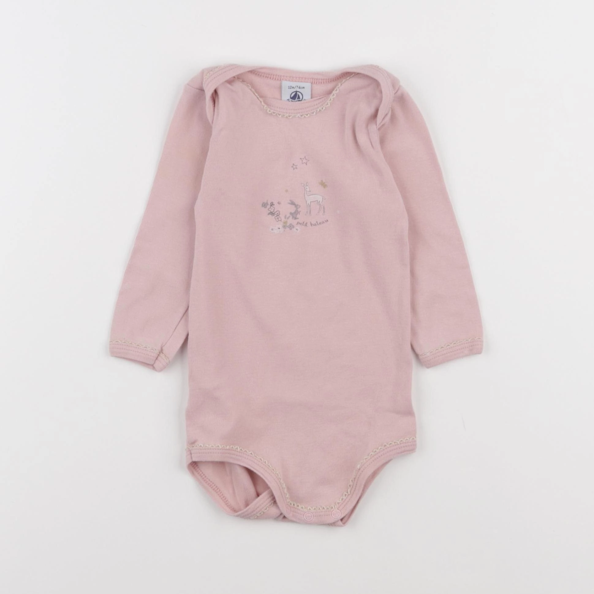 Petit Bateau - body rose - 12 mois