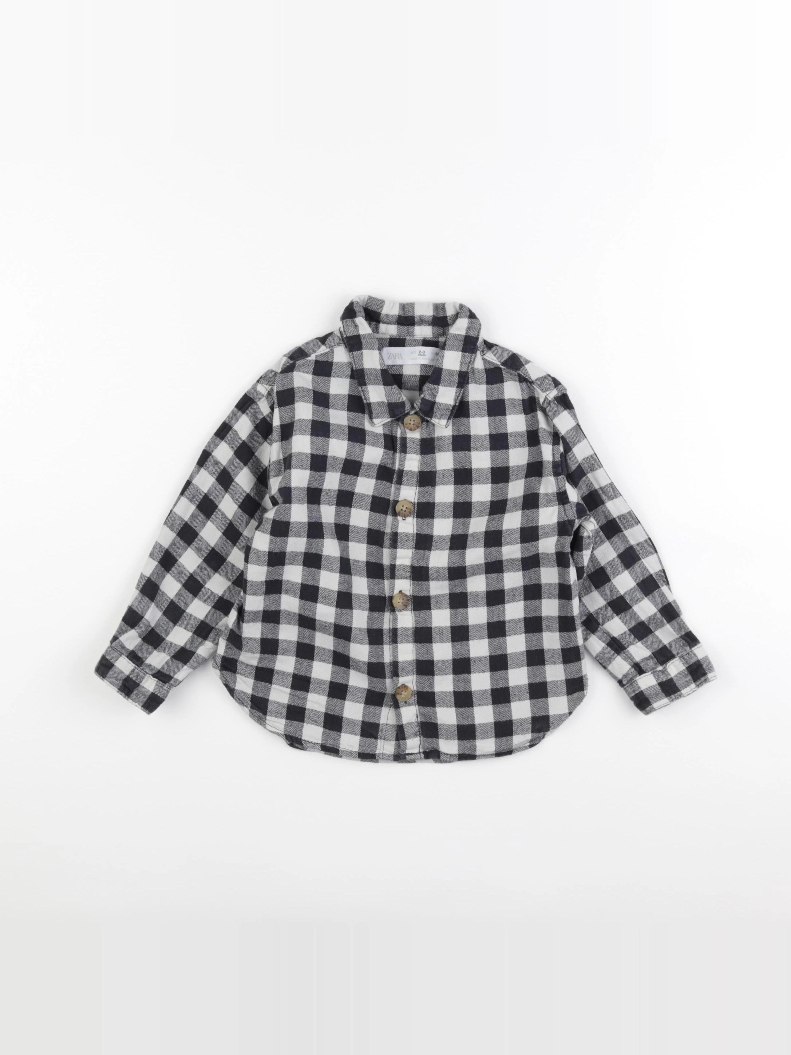 Zara - chemise blanc, noir - 2/3 ans