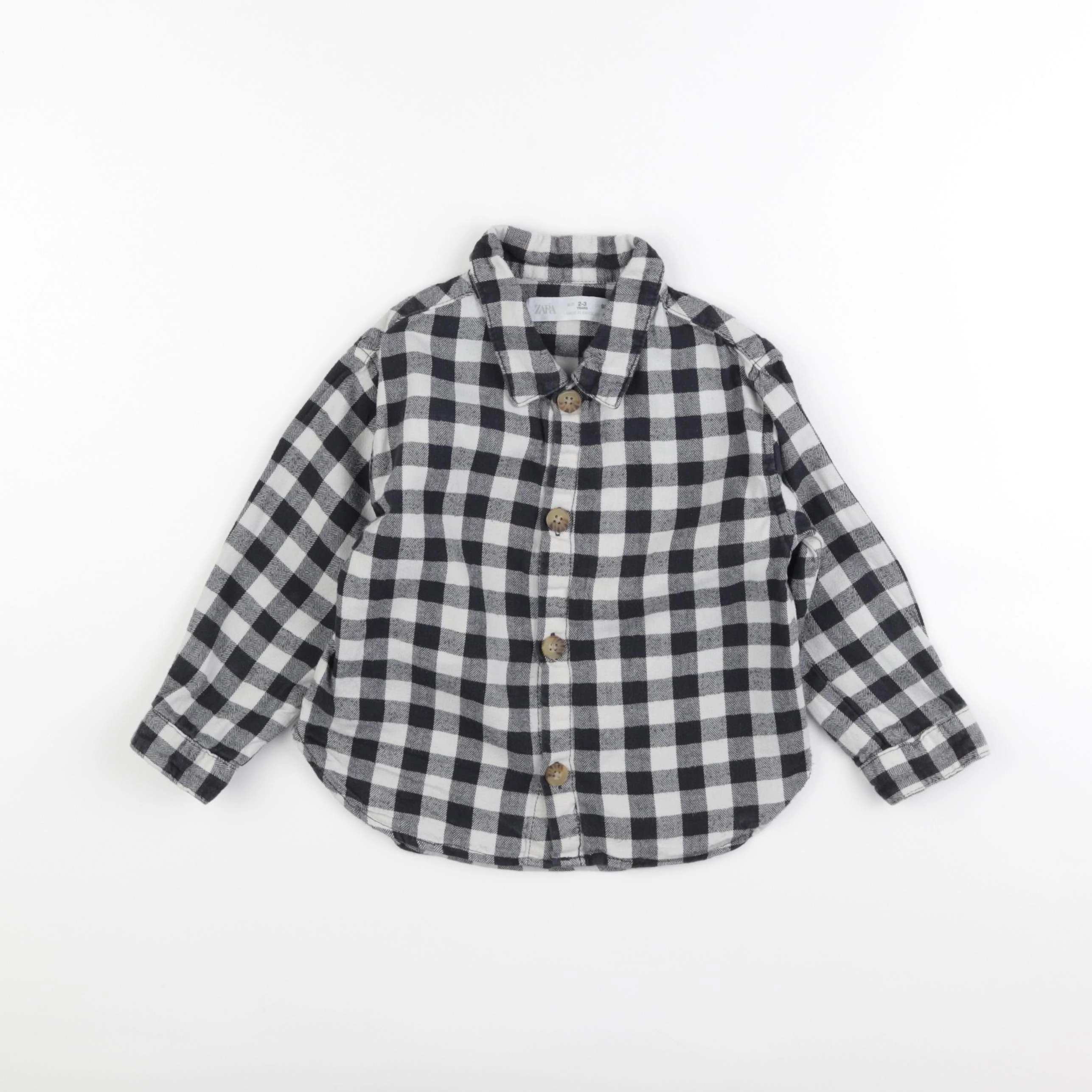 Zara - chemise blanc, noir - 2/3 ans