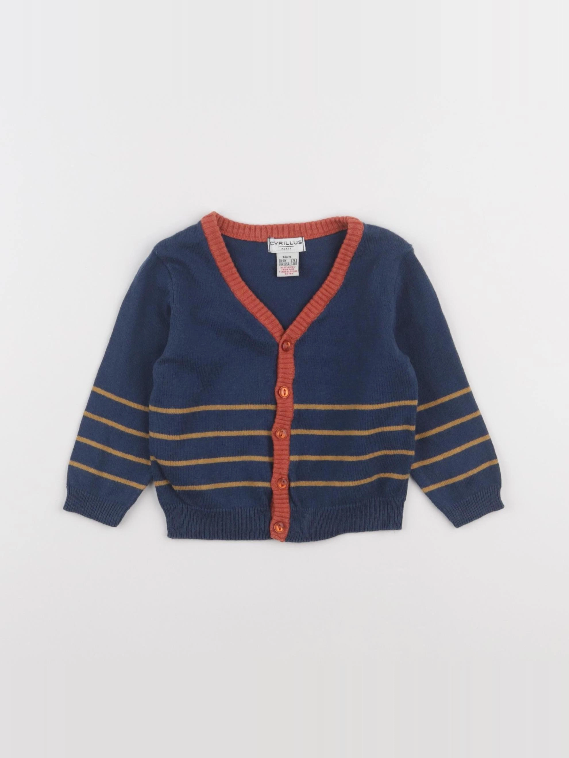 Cyrillus - gilet bleu, marron - 9 mois
