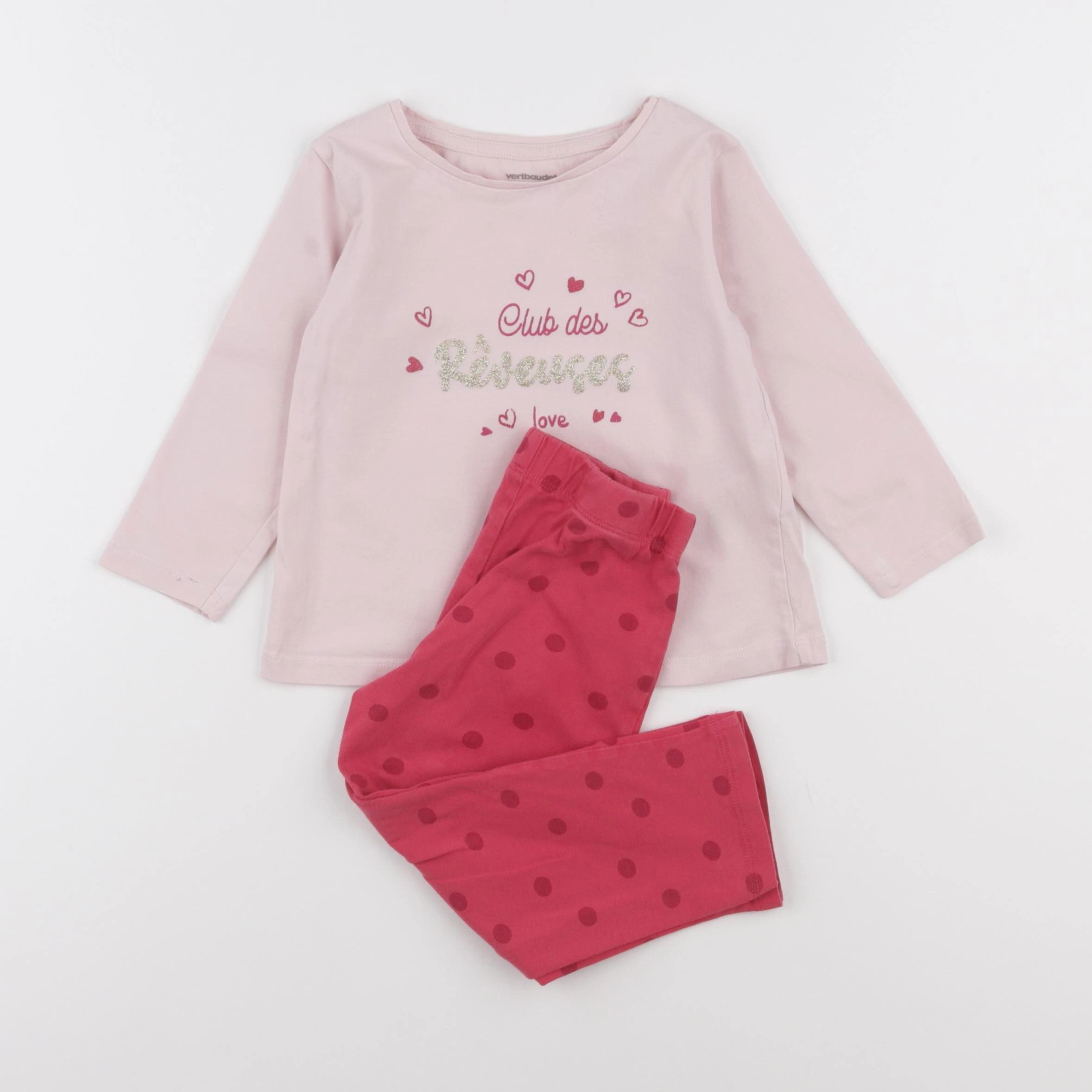 Vertbaudet - pyjama rose - 2 ans