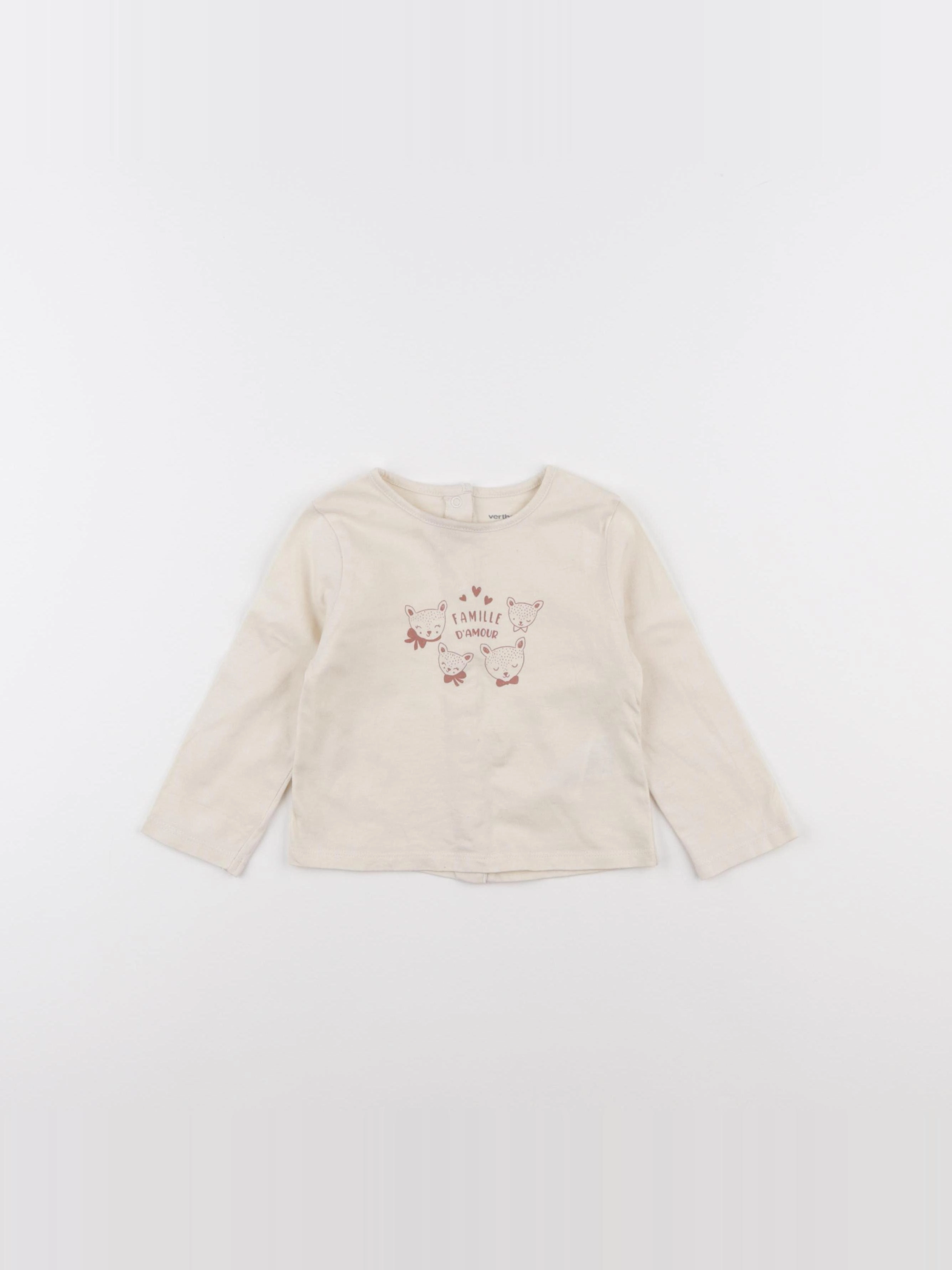 Vertbaudet - tee-shirt beige - 9 mois
