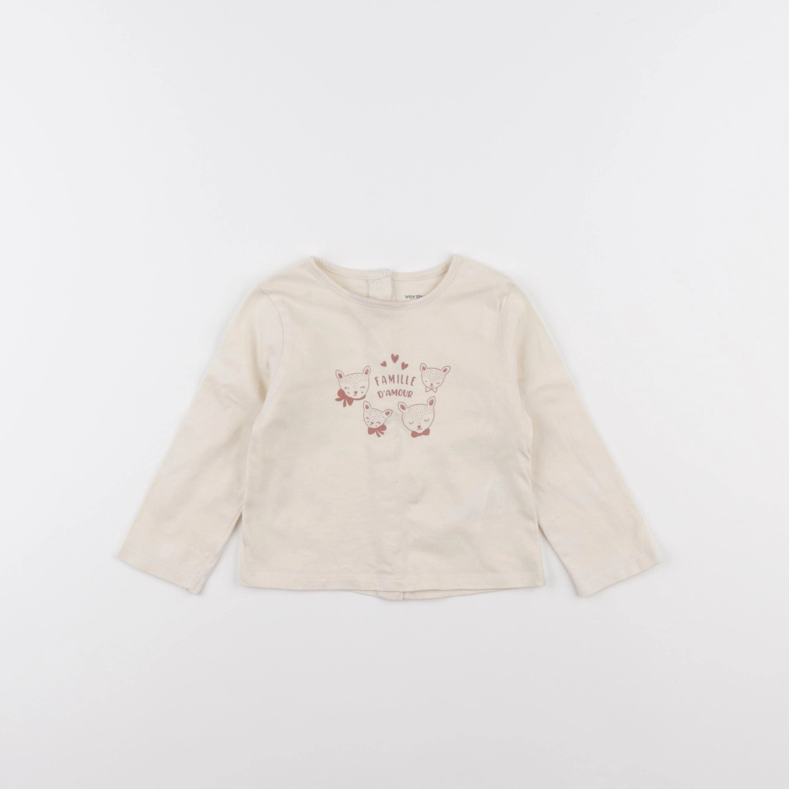 Vertbaudet - tee-shirt beige - 9 mois