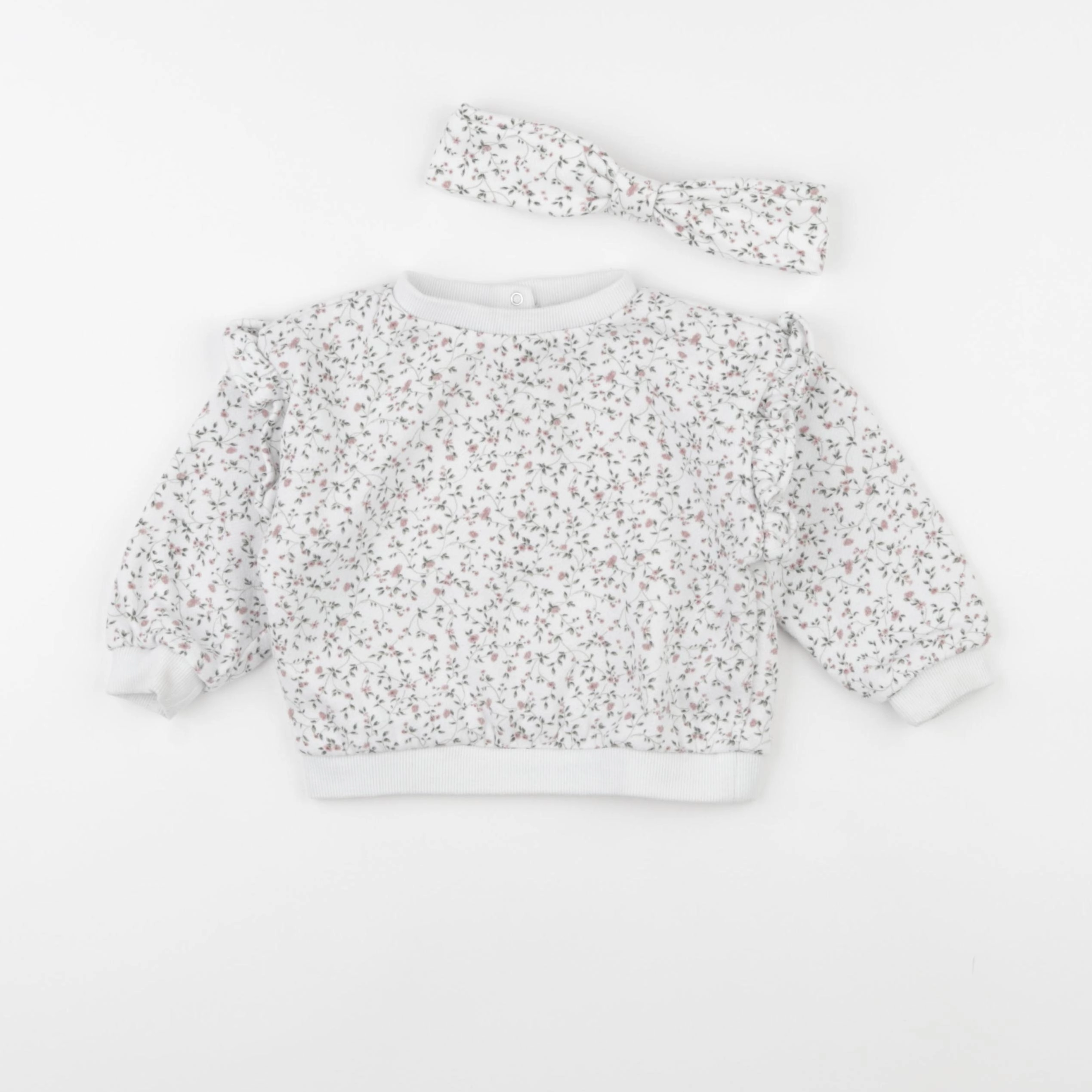 Vertbaudet - sweat blanc, vert - 18 mois