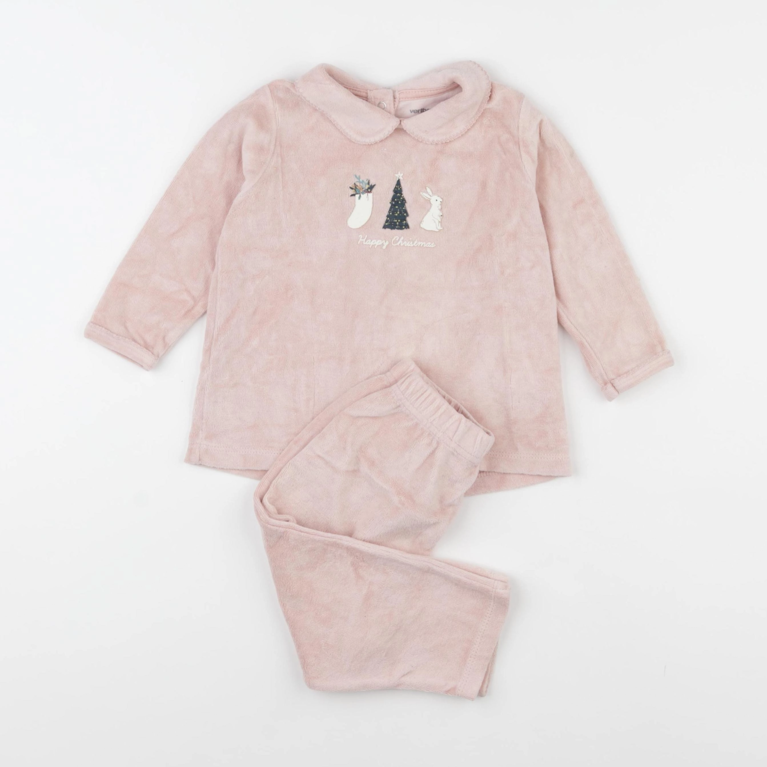 Vertbaudet - pyjama velours rose - 18 mois