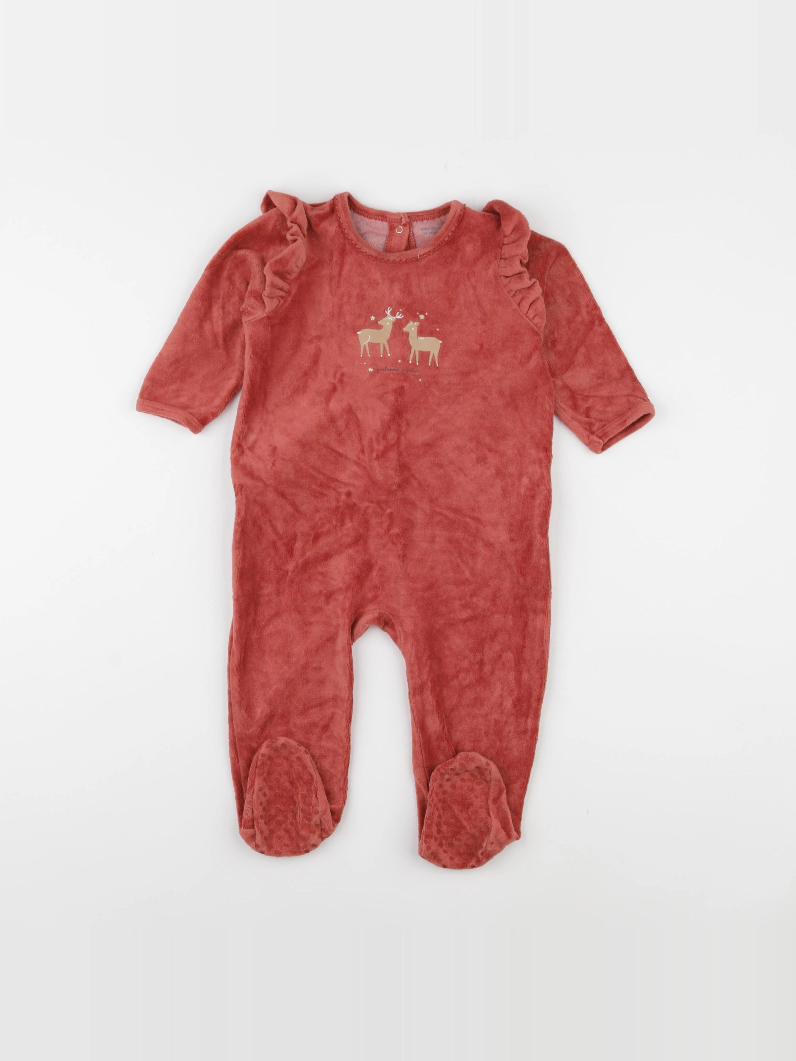 Vertbaudet - pyjama velours rouge - 18 mois