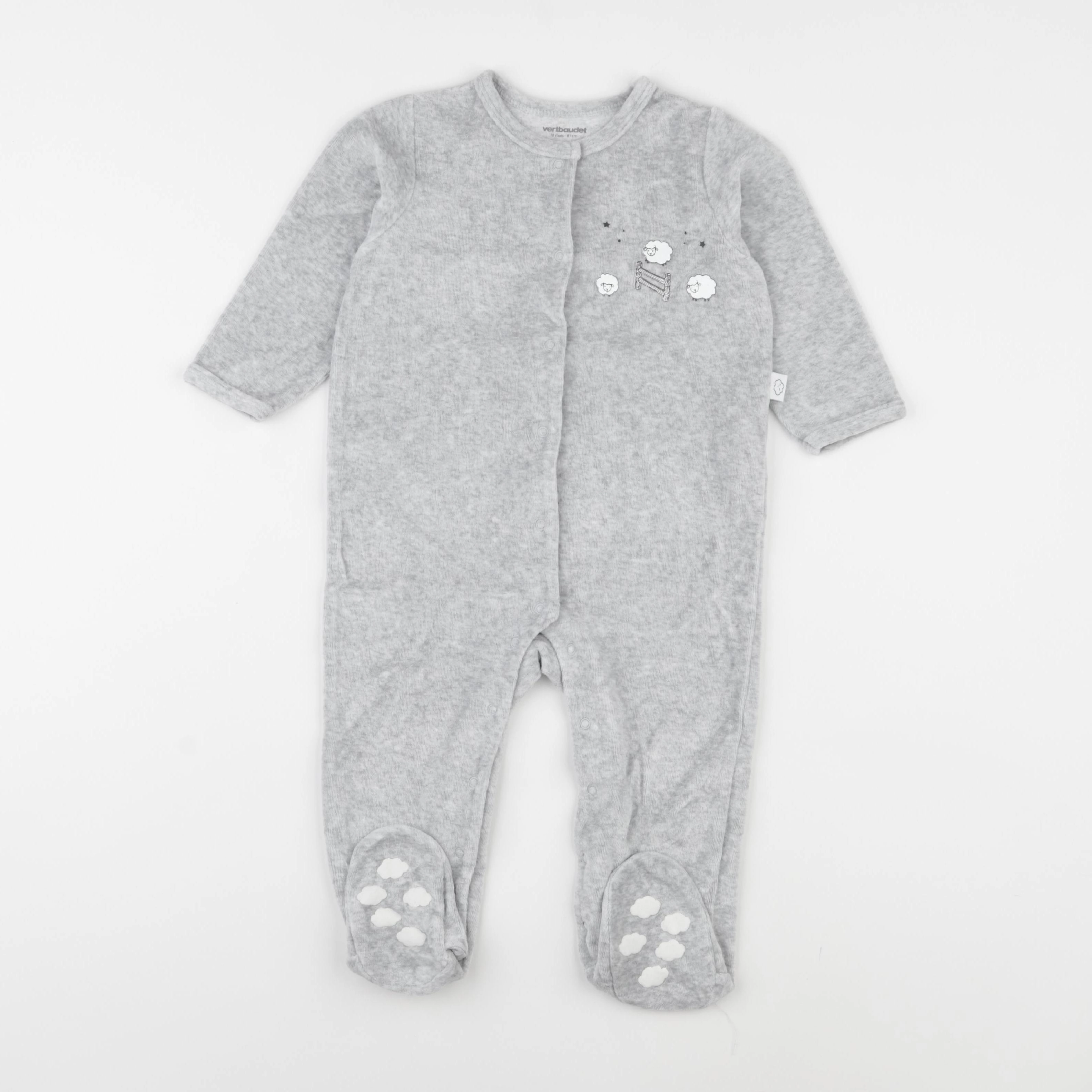 Vertbaudet - pyjama velours gris - 18 mois