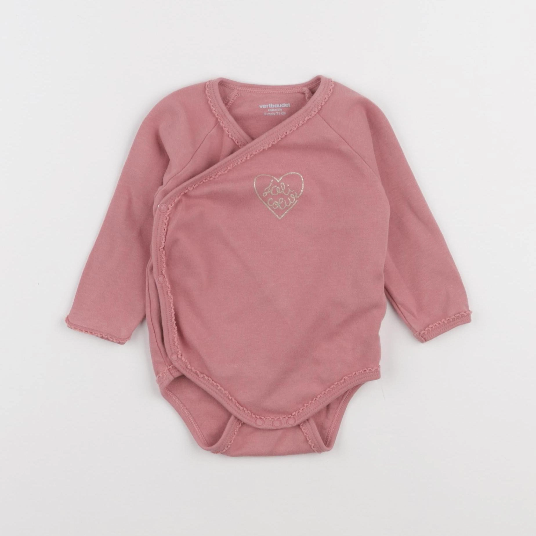 Vertbaudet - body rose - 9 mois