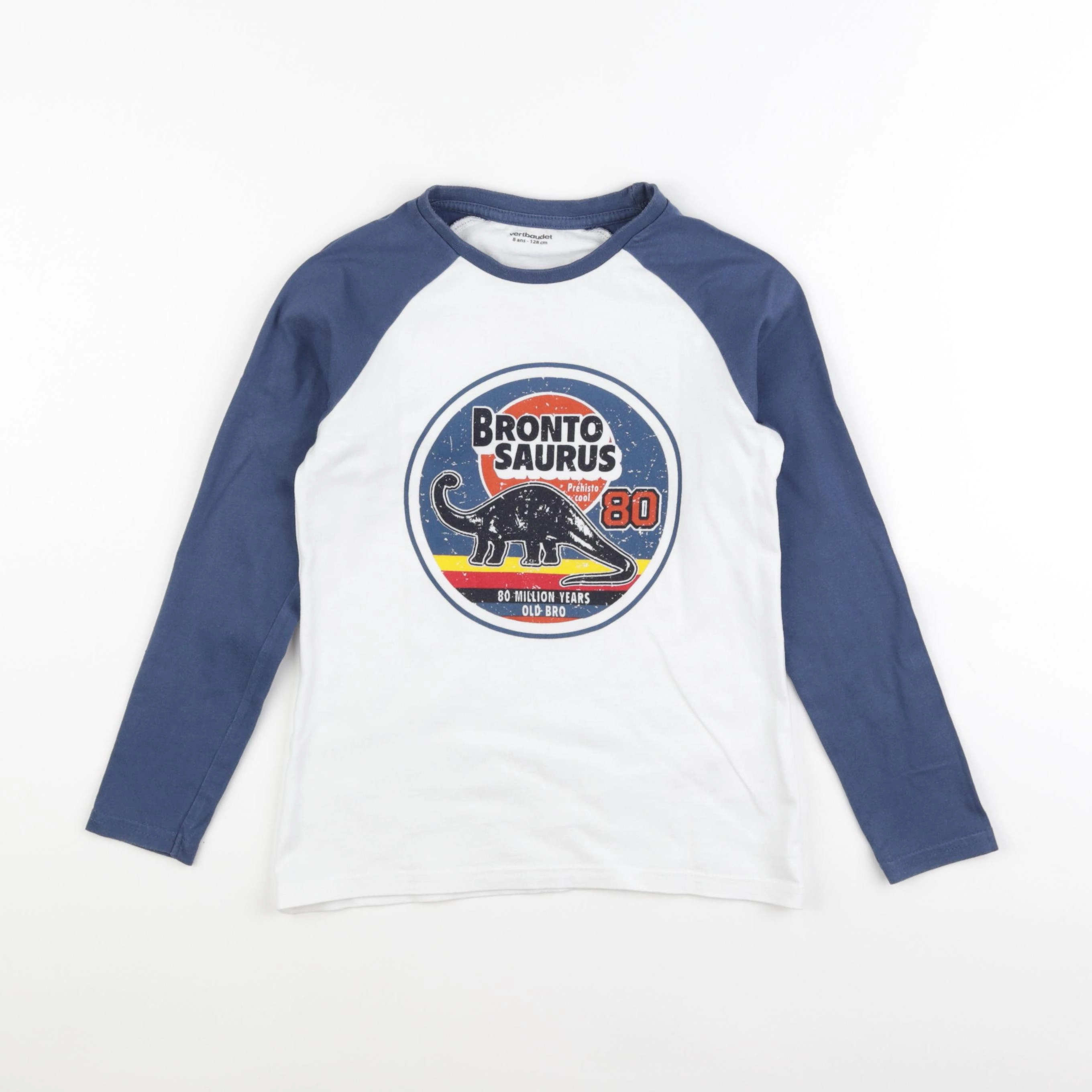 Vertbaudet - tee-shirt bleu, blanc - 8 ans