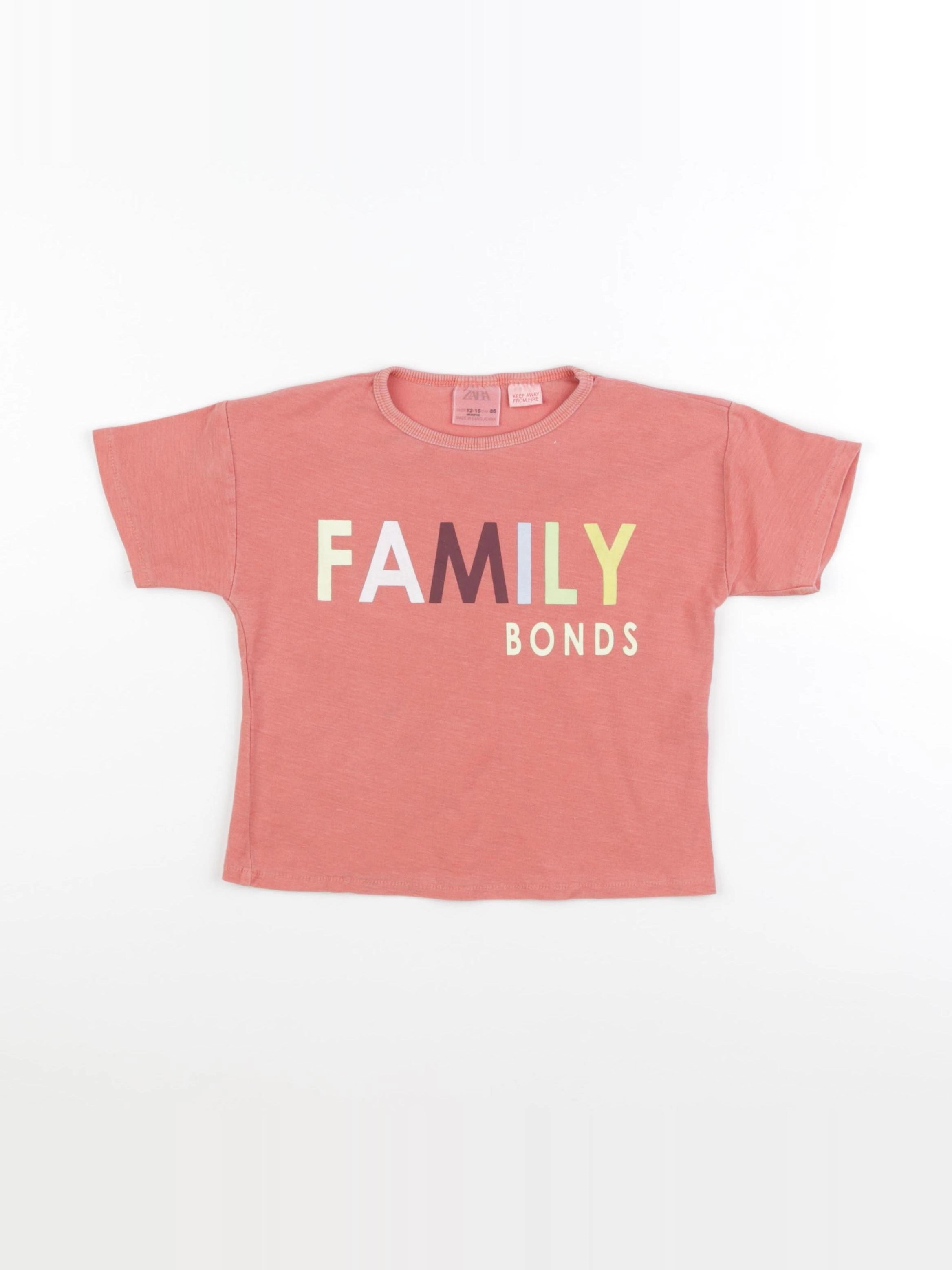 Zara - tee-shirt rose - 12/18 mois