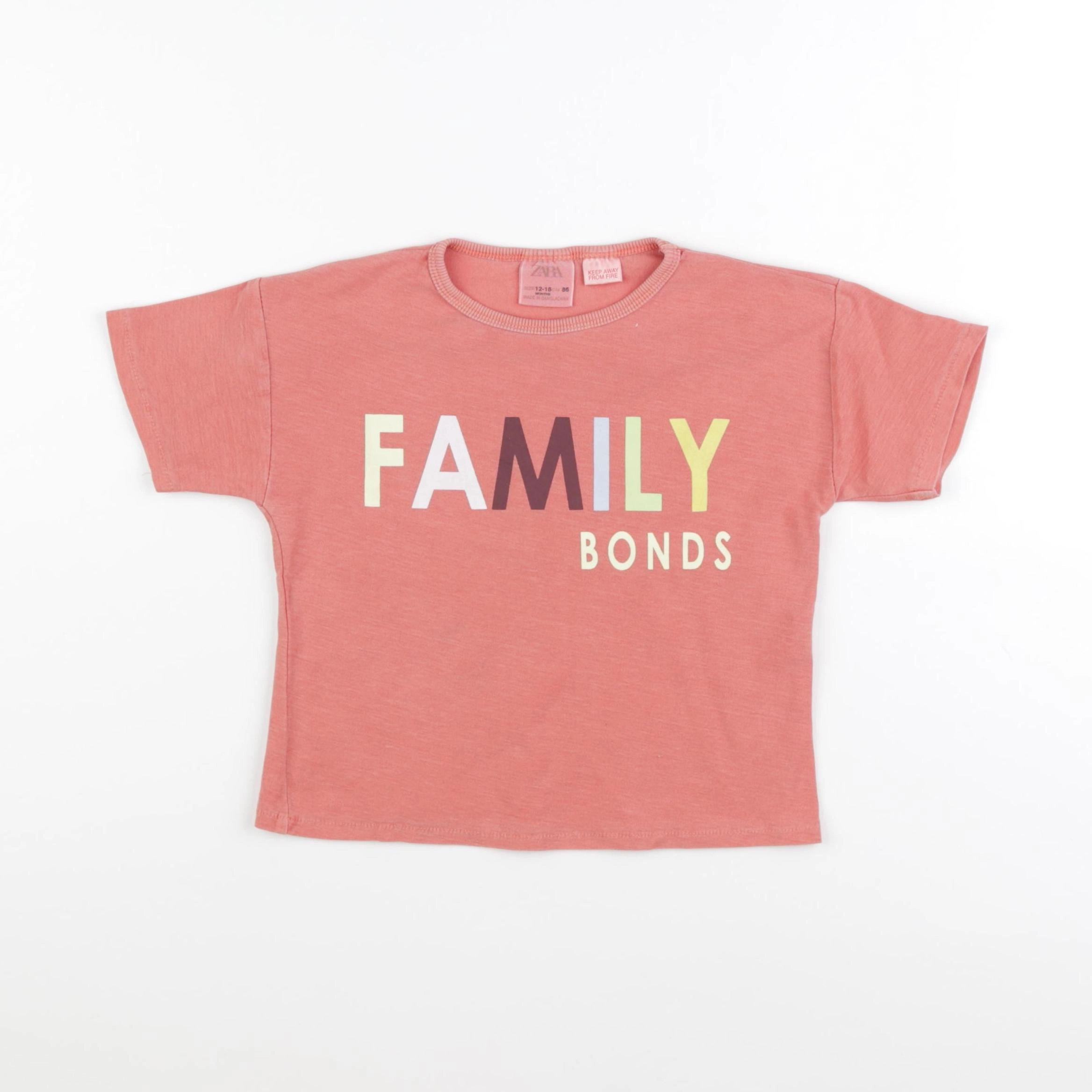 Zara - tee-shirt rose - 12/18 mois