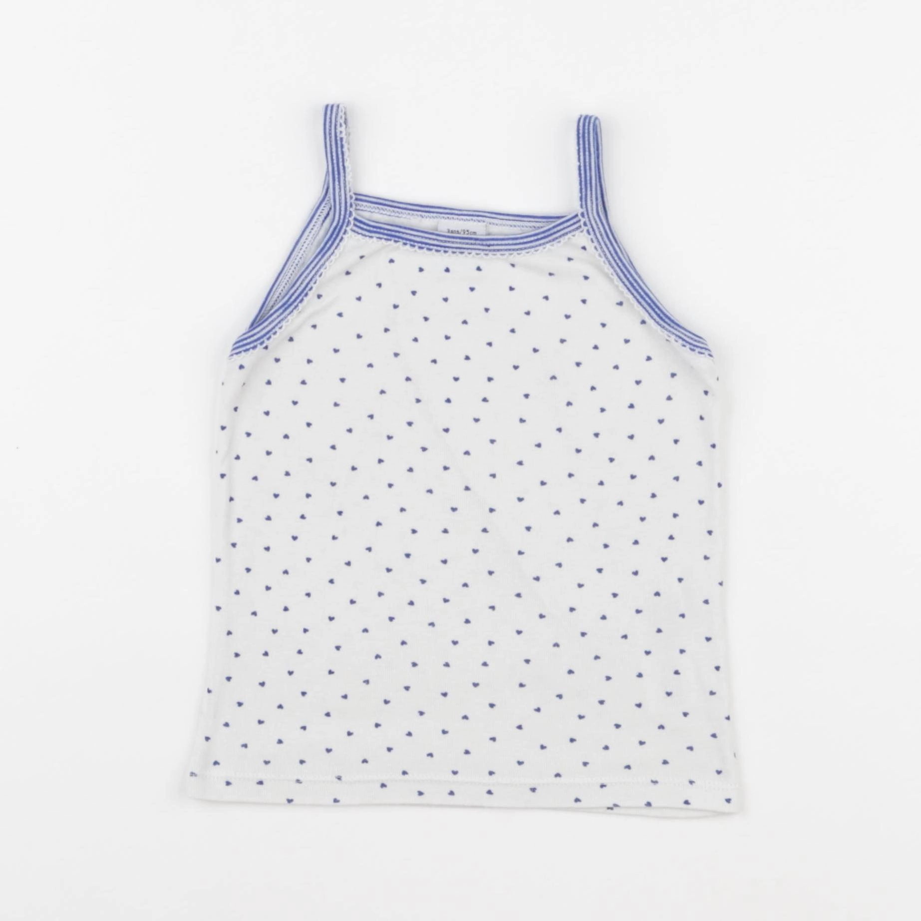 Petit Bateau - maillot de corps blanc, bleu - 3 ans