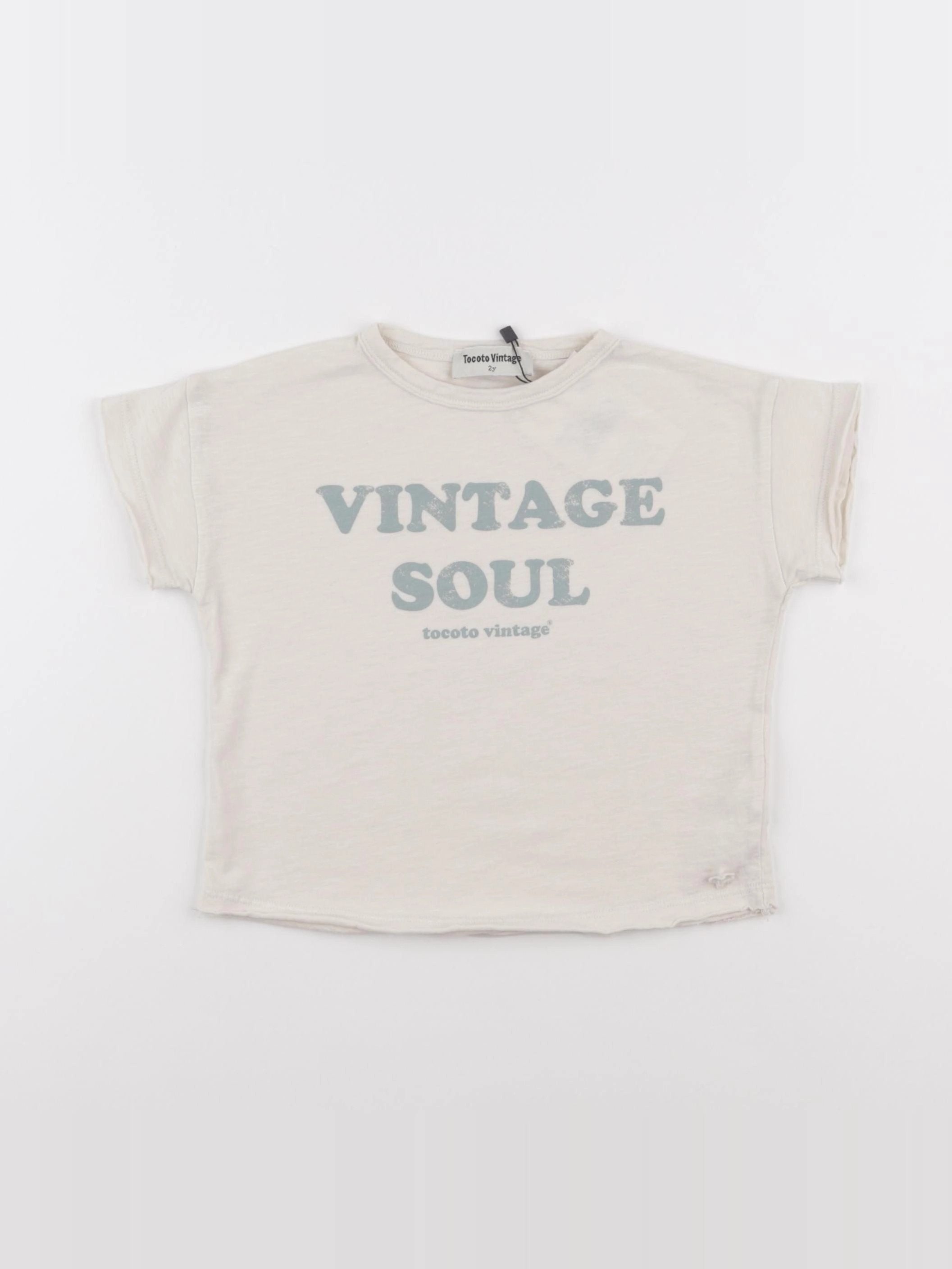 Tocoto vintage - tee-shirt blanc, bleu - 2 ans