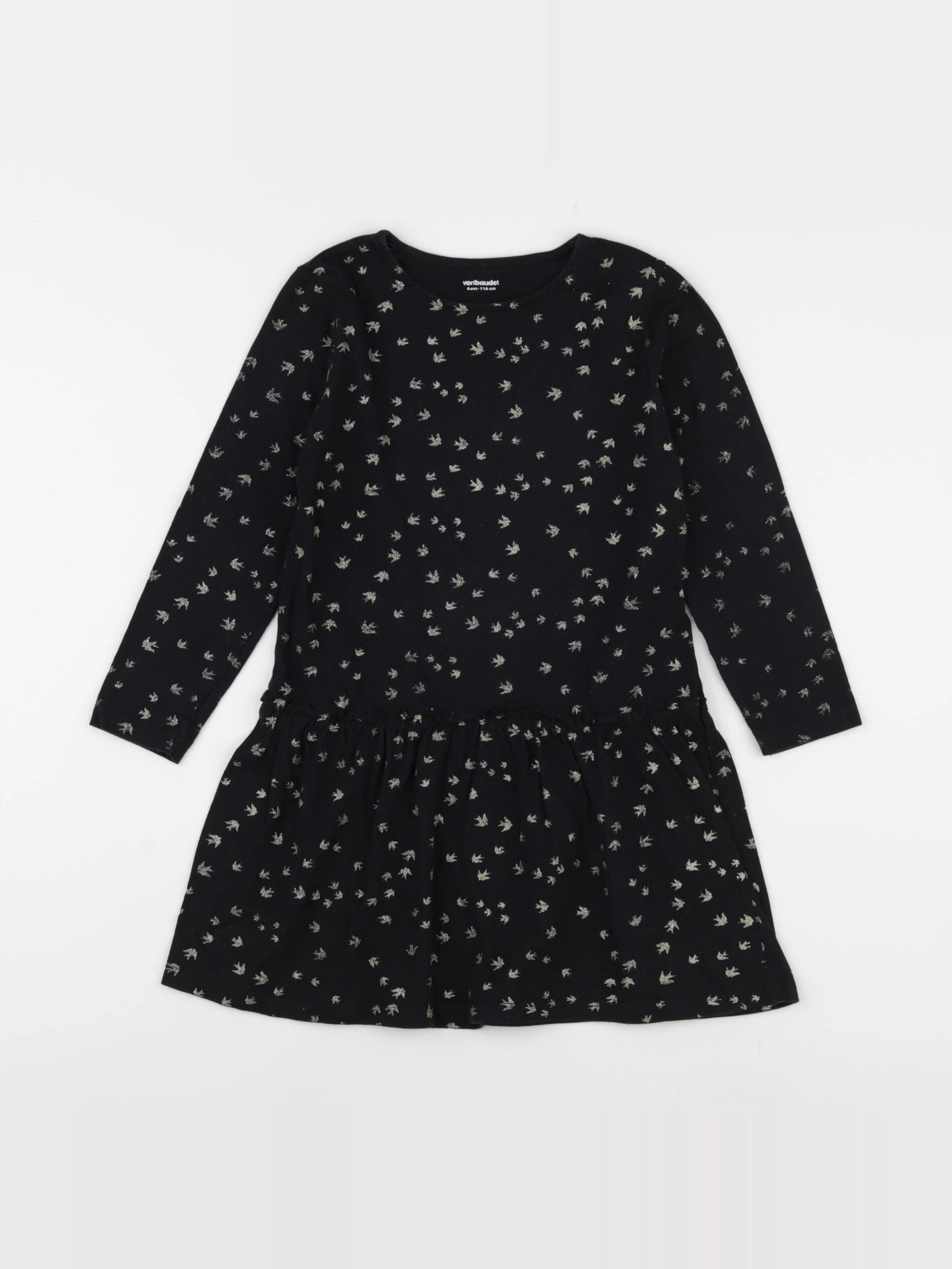 Vertbaudet - robe noir, or - 6 ans