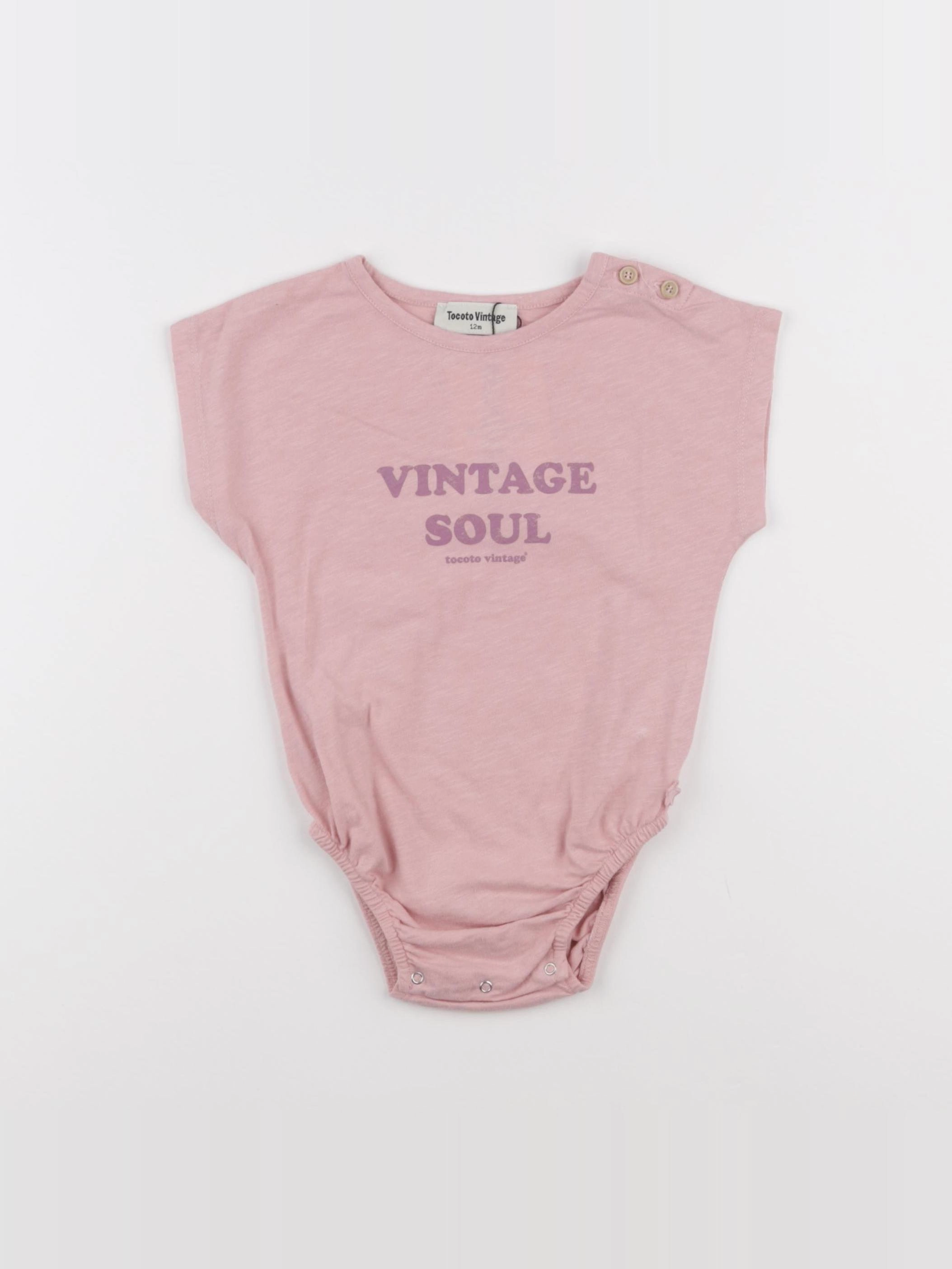 Tocoto vintage - body tee-shirt rose - 12 mois
