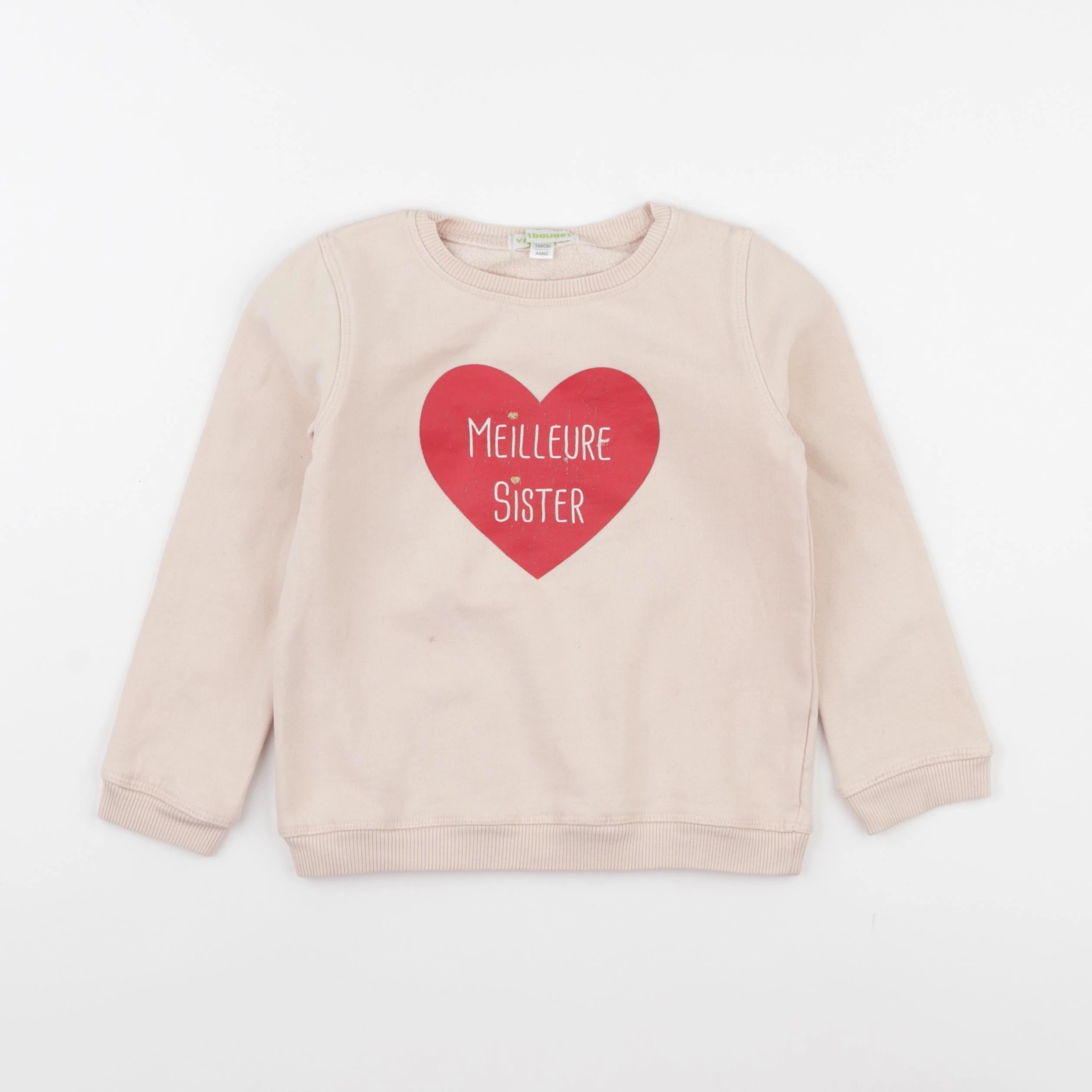 Vertbaudet - sweat rose - 4 ans