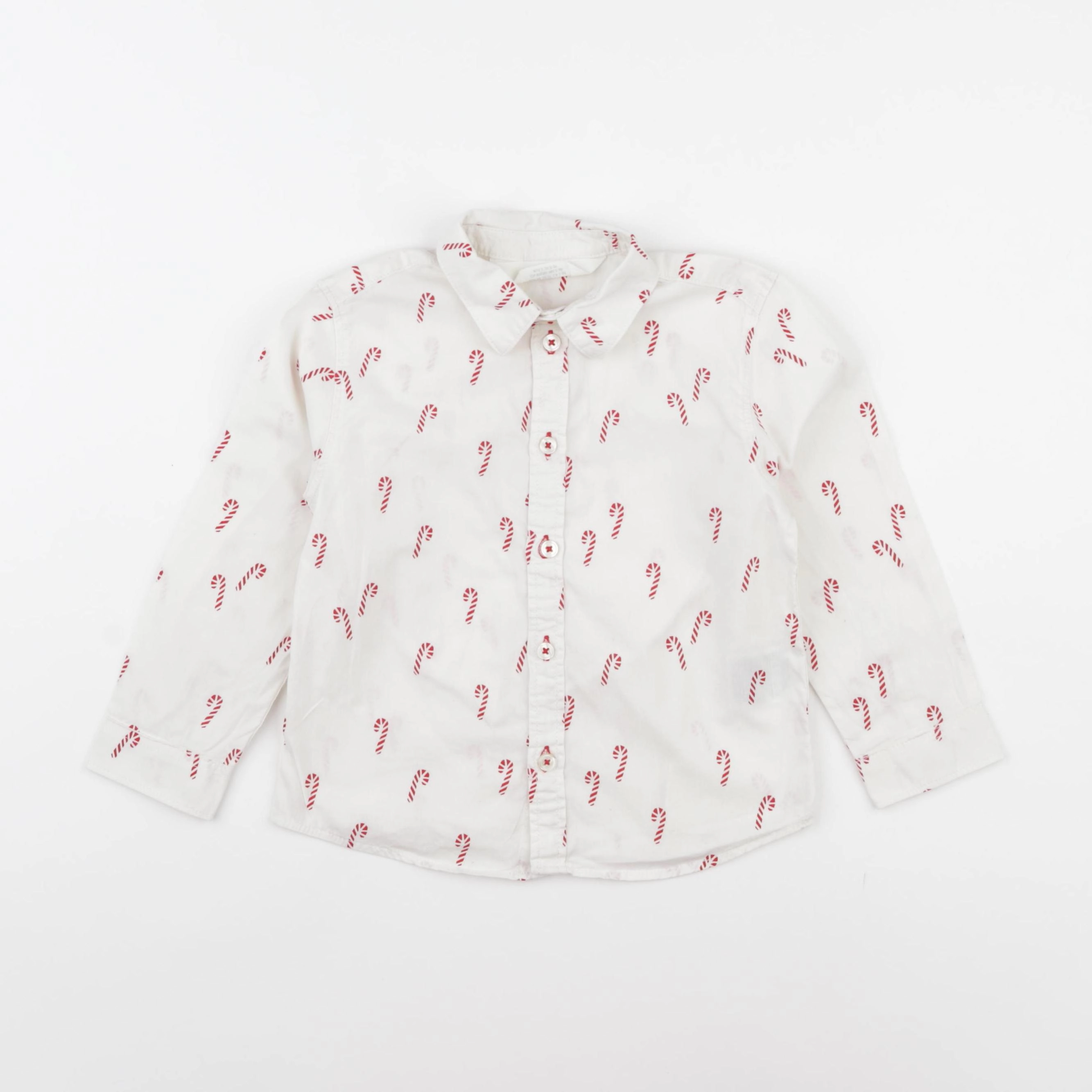 H&M - chemise blanc, rouge - 2/3 ans