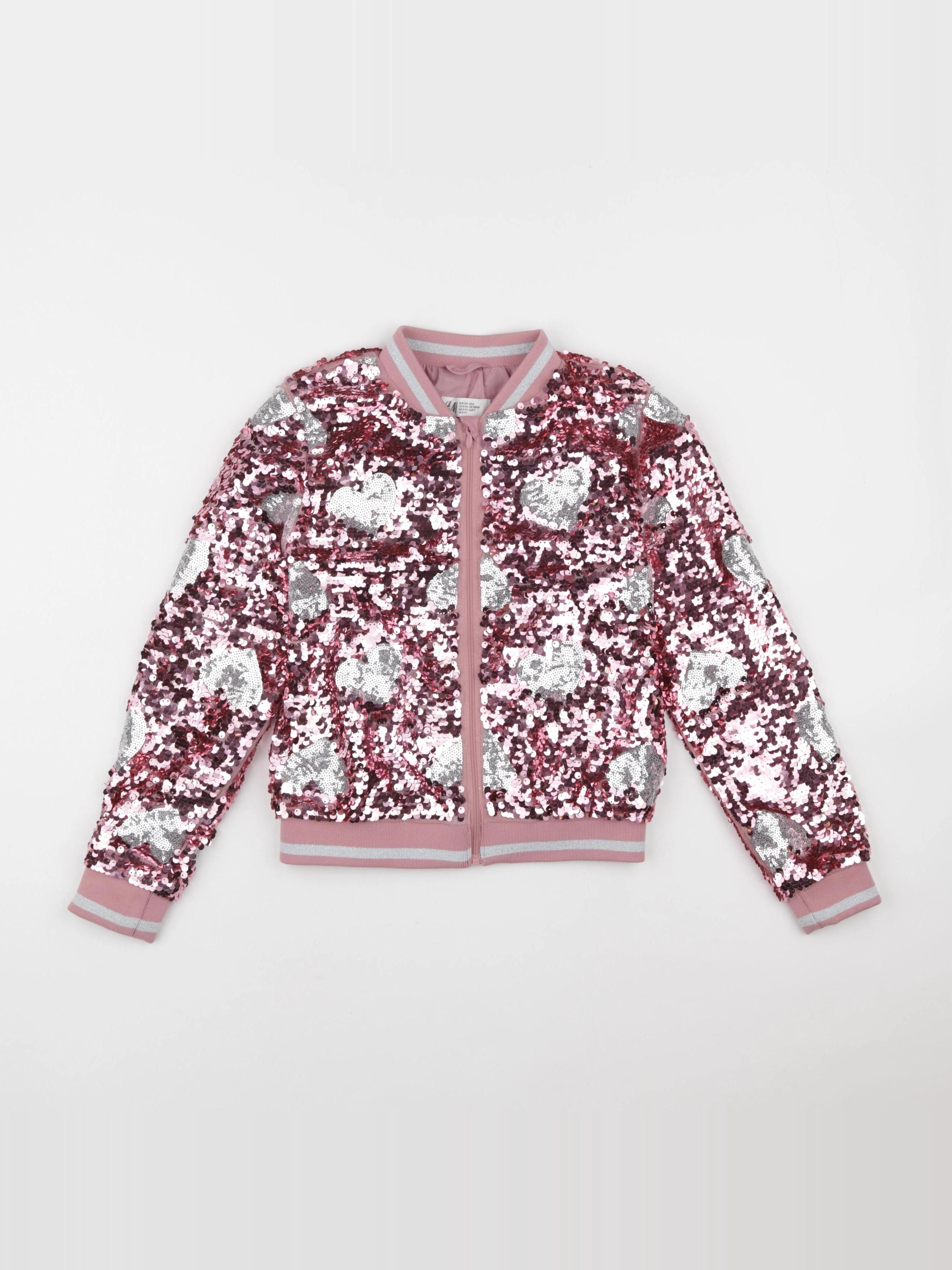 H&M - veste simili cuir rose - 8 ans